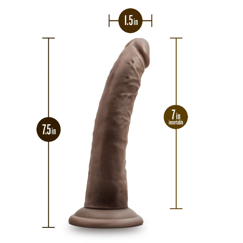 Dr. Skin Plus By Blush® | Realistic Chocolate 7.5-Inch Long Soft Yet Erect & Posable Dildo With Suction Cup Base、mySite、bottomscart