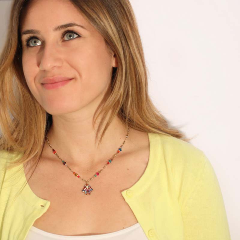 Multi-Bright Hamsa Necklace by Michal Golan、mySite、topwebapps