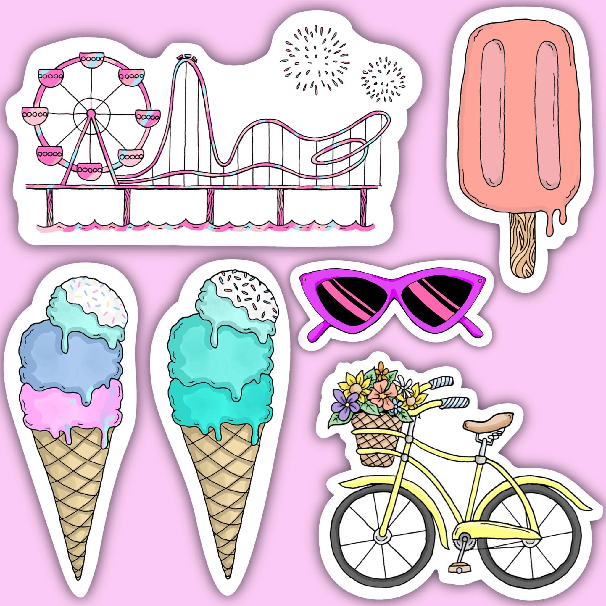  Summer Vibes Sticker 6 Pack、mySite、elrpsem3k