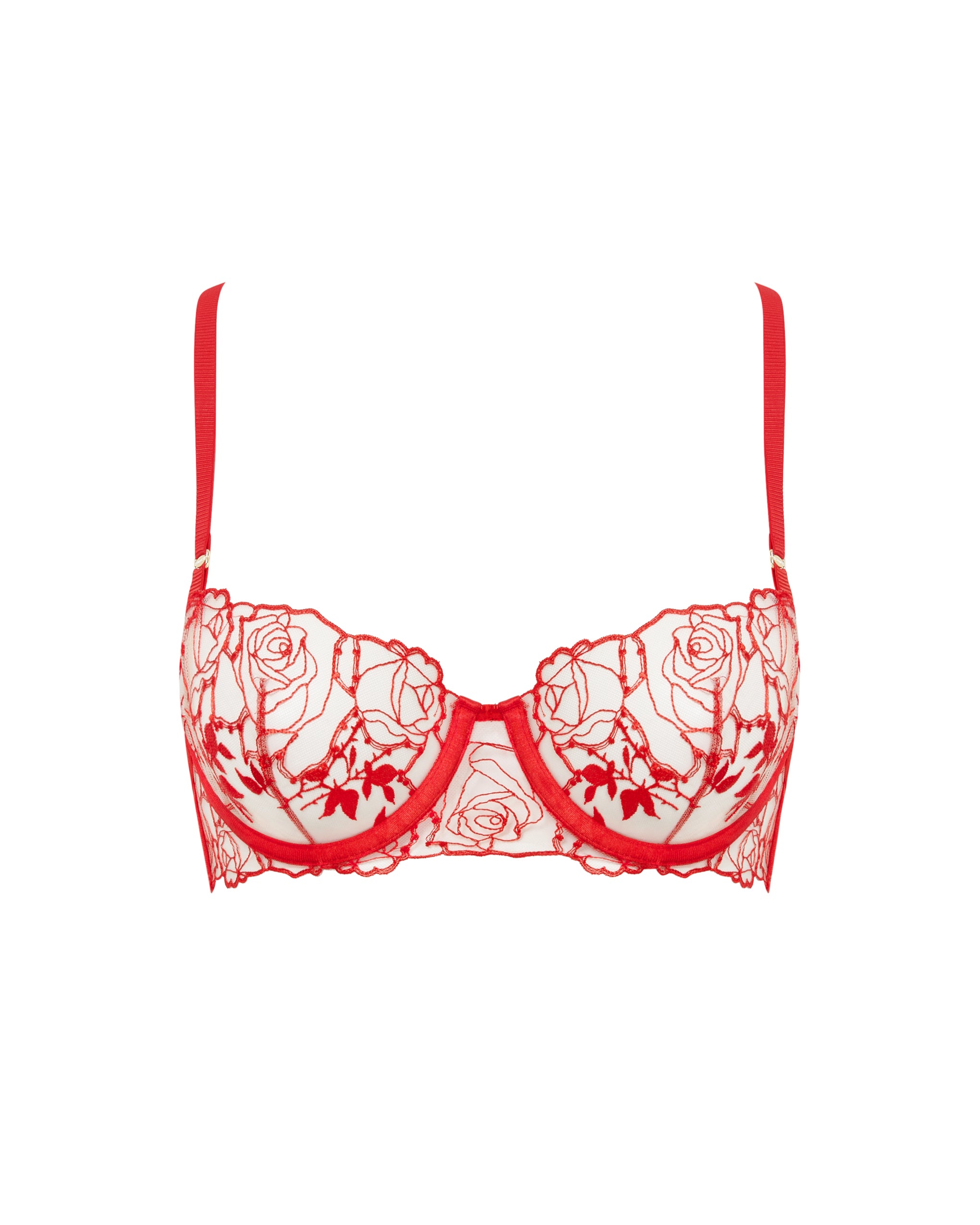 Rosalie Sheer Balcony Bra Red、mySite、bengalsvssteelers