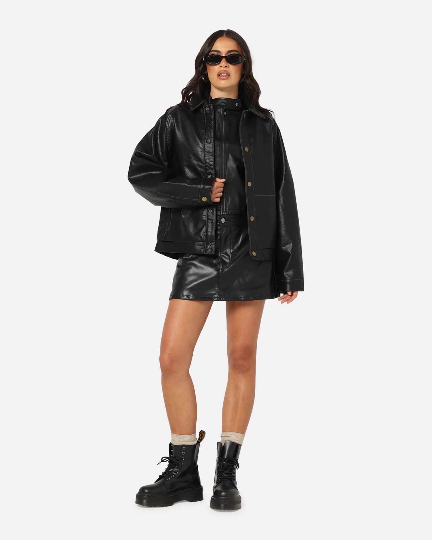 Ed Hardy Women's Vegan Leather Bomber Jacket Black、mySite、zt4zffjzw