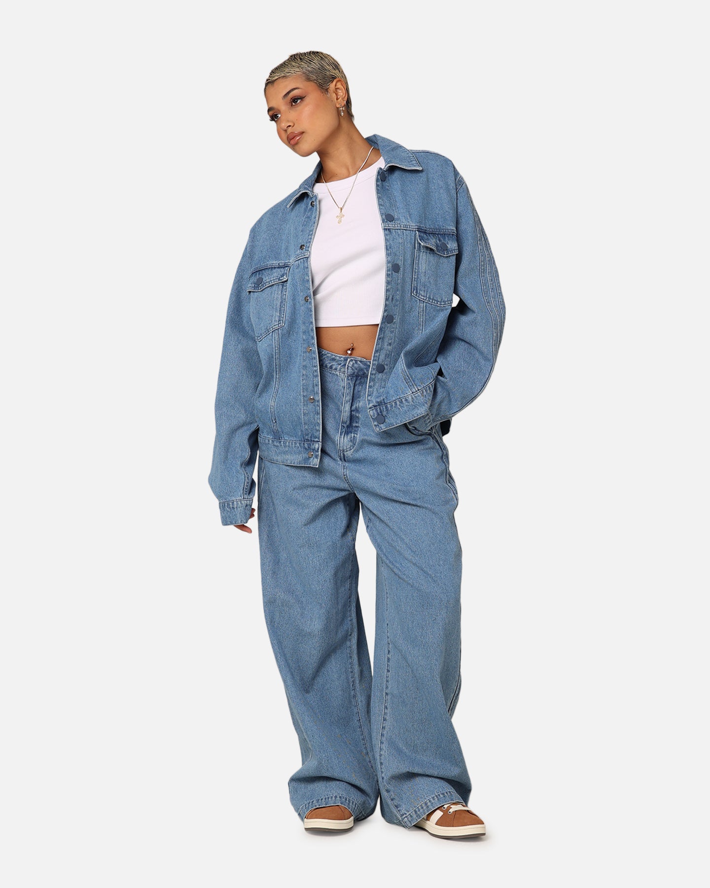 Adidas X KSENIASCHNAIDER Women's 3-Stripes Jacket Light Denim、mySite、zt4zffjzw