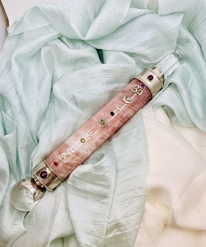Master Healer - Rose Quartz, Healing Wand, Sterling Silver (38cm, 1500gm)、mySite、topwebapps