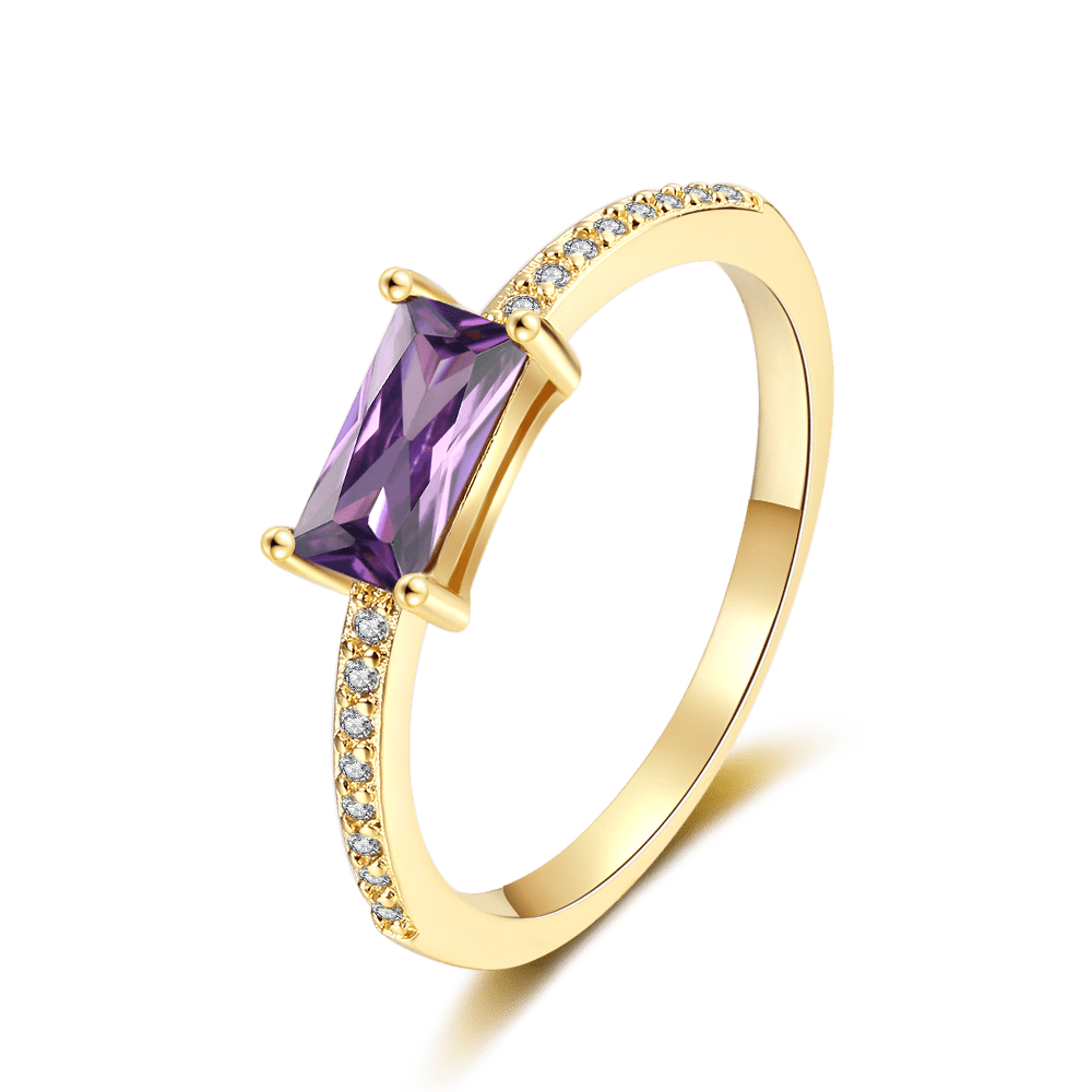 Rectangular Purple CZ Ring, Delicate and Feminine Sterling Silver、mySite、g9winljtr