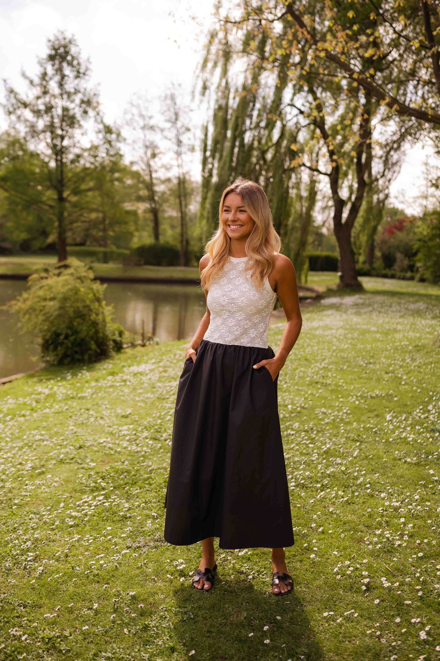 White pleated skirt