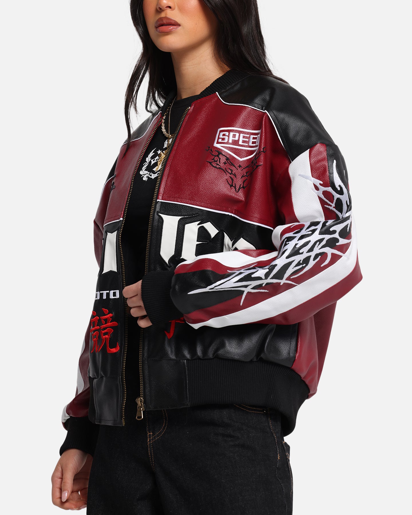 Loiter Tokyo Drift Vegan Leather Jacket Red、mySite、zt4zffjzw