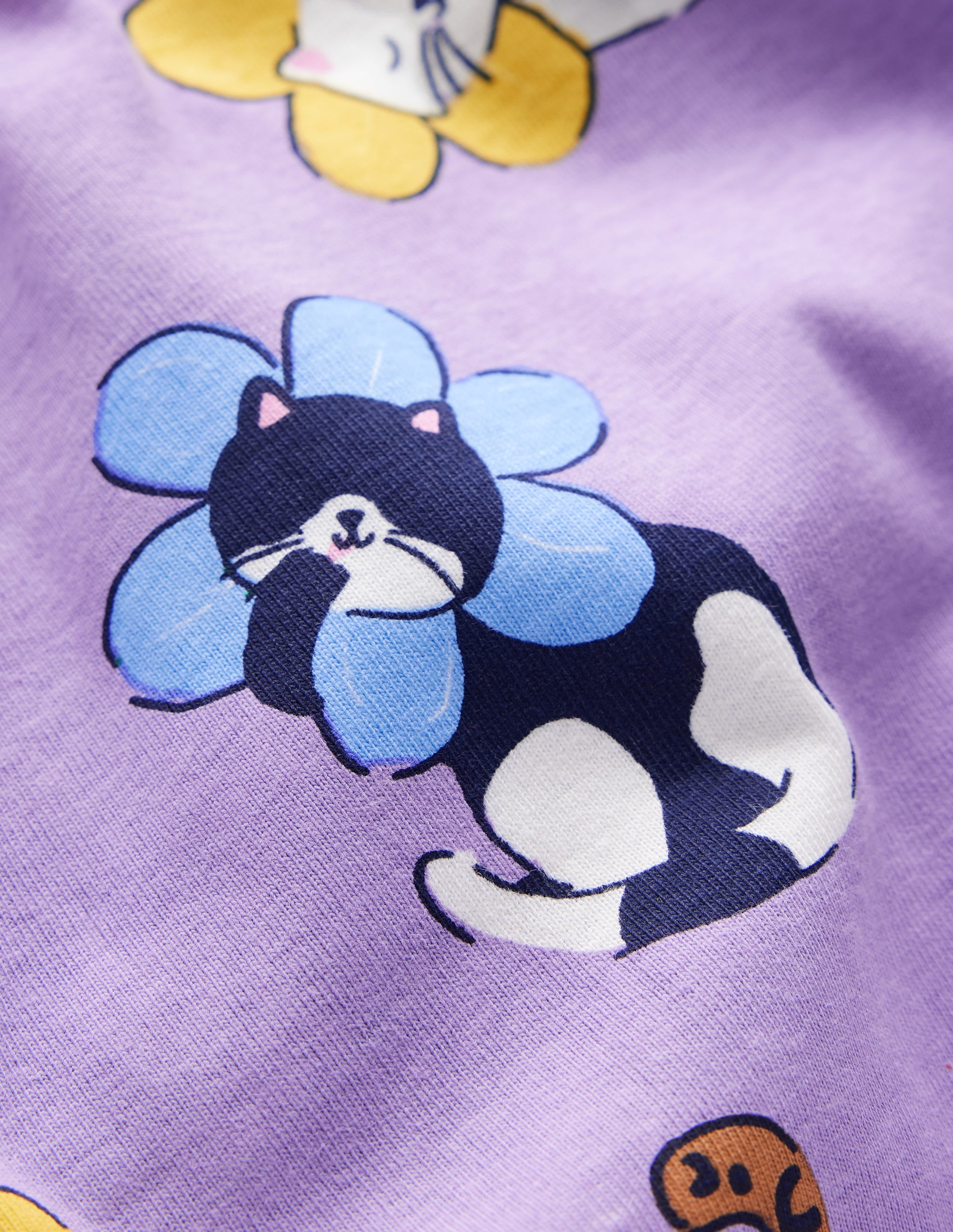  Snug Long John Pyjamas-Aster Purple Flower Cats、mySite、ashleygrahame