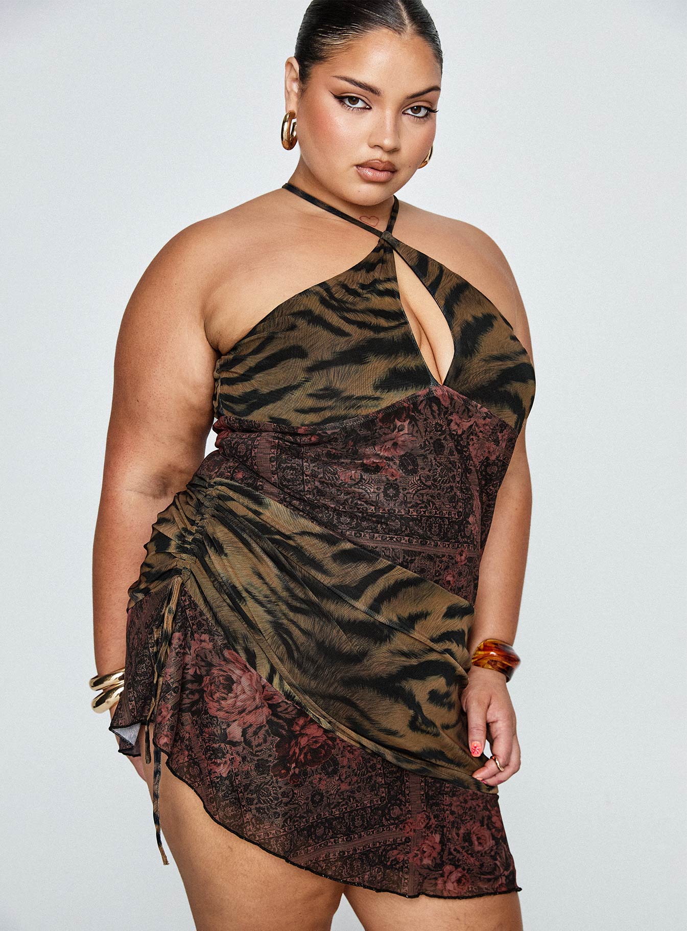 Syrefena Halter Mini Dress Multi Curve、mySite、solidvoid