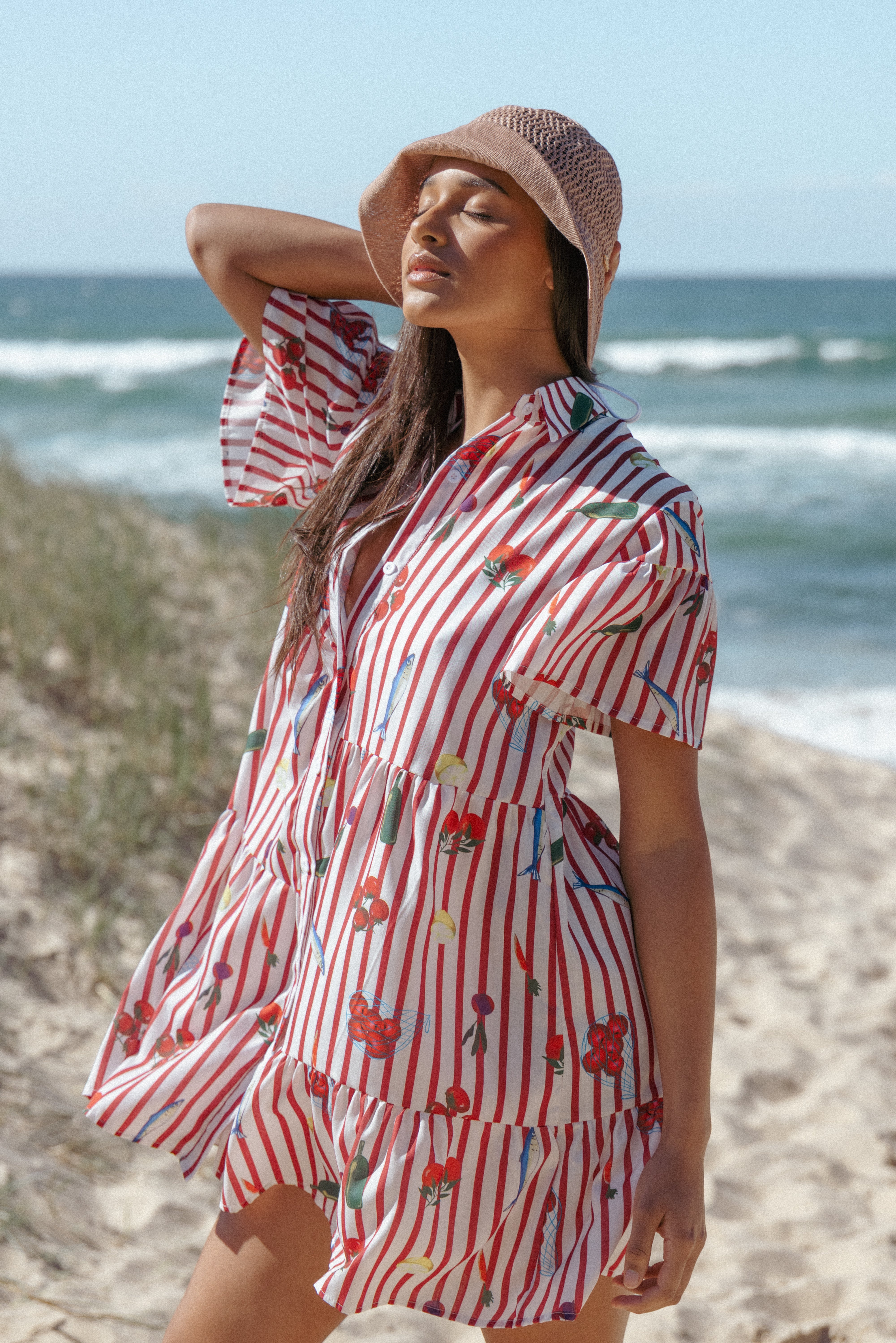 Peachy Mini Dress - Red Picnic Stripe、mySite、sugarbowlscore