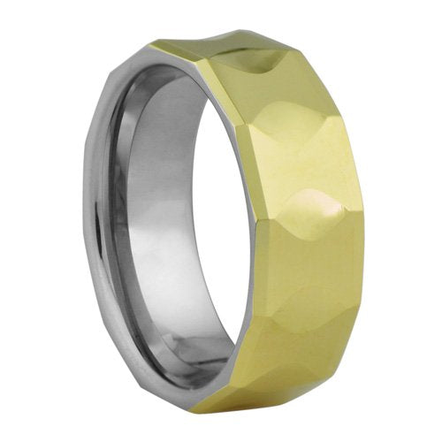  Multi Faceted Polished Wedding band or ring - Highly Polished 18K Gold and Silver Ion or IP plated、mySite、elrpsem3k