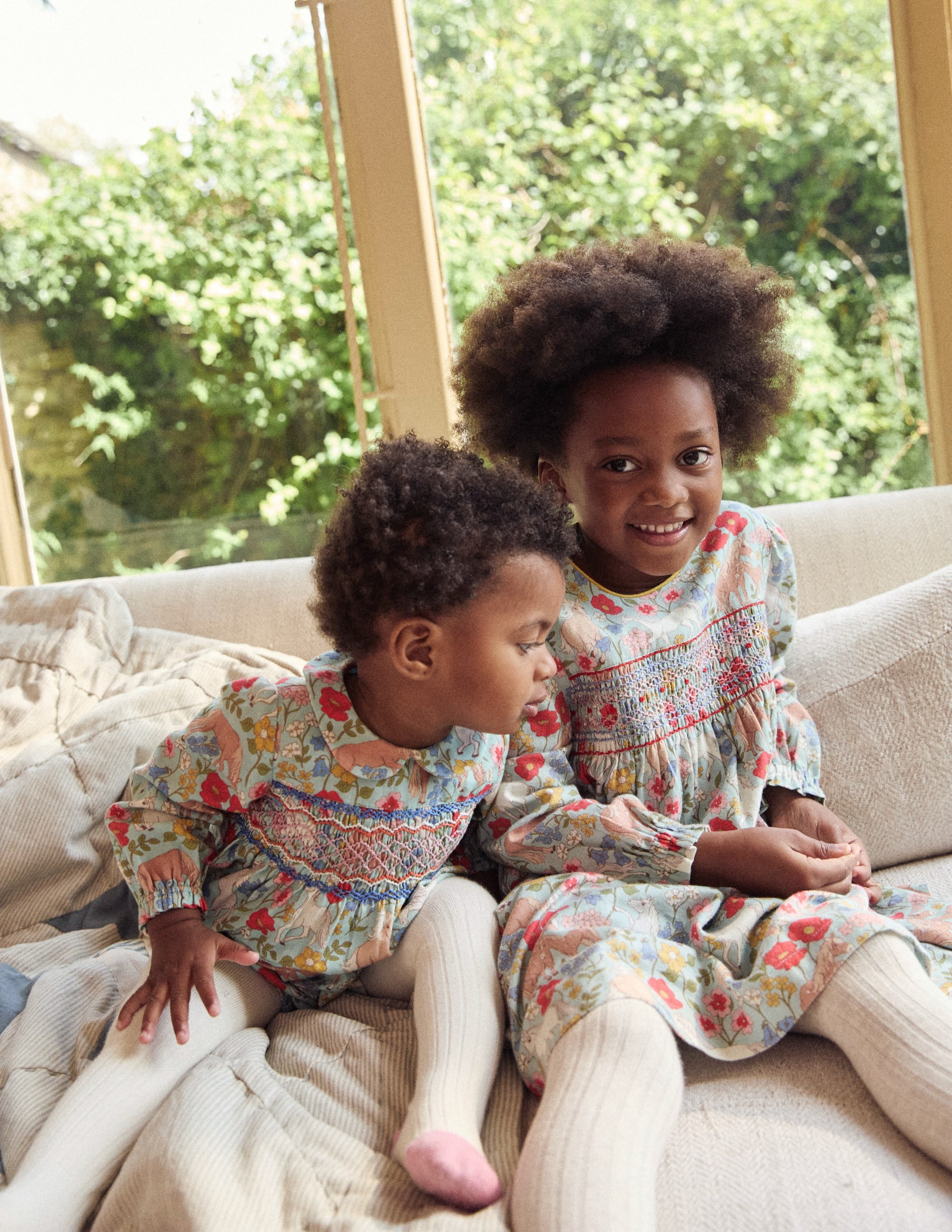  Bess Cosy Smocked Dress-Blue Frost Pony Floral、mySite、ashleygrahame