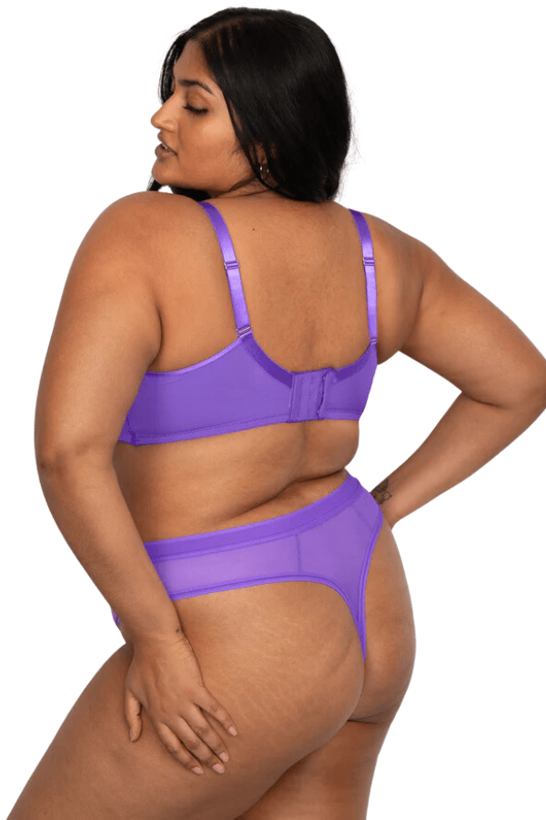 Sheer Mesh High Cut Thong - Violet、mySite、bengalsvssteelers