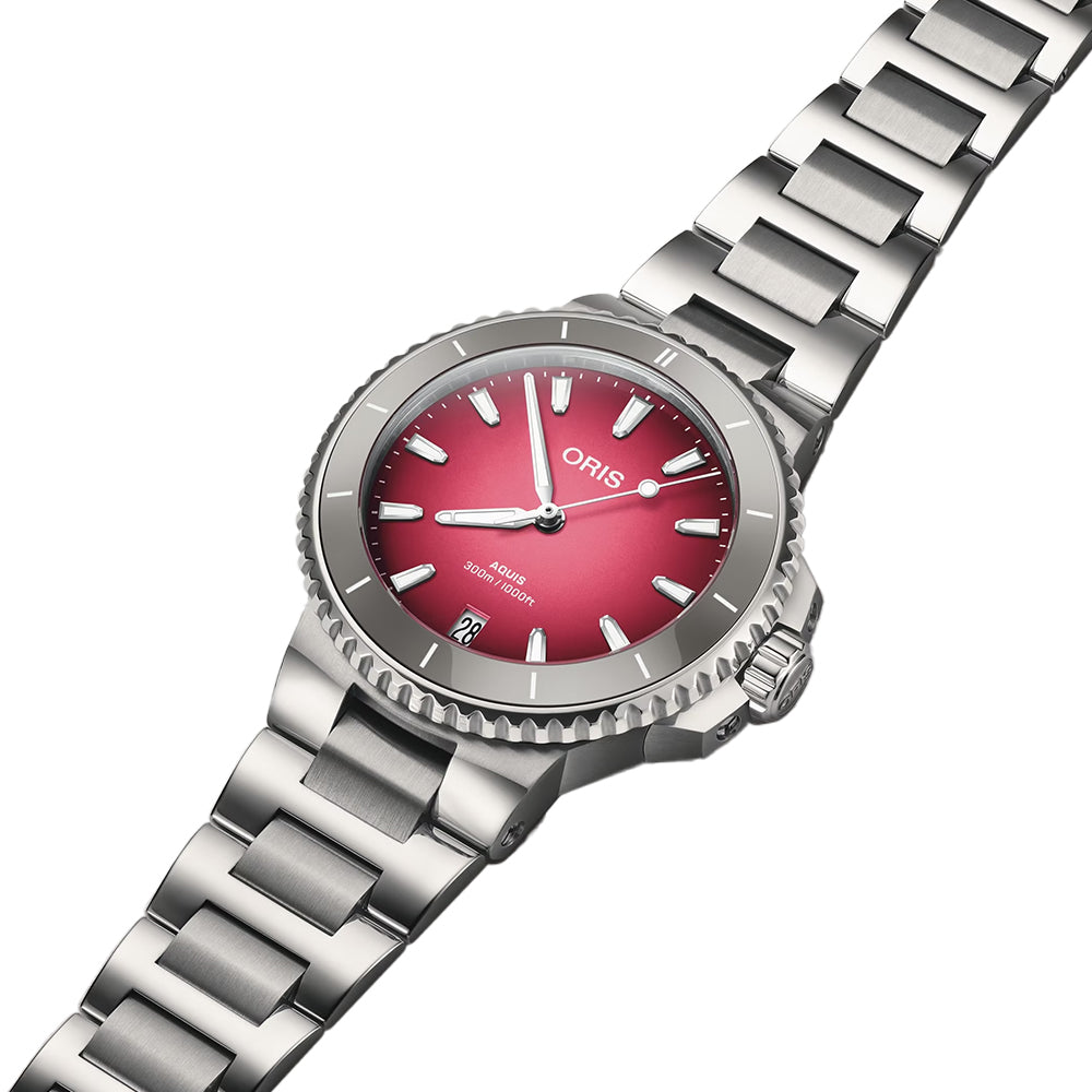 Aquis Date Ceramic Bezel Berries Edition 36.5mm - Pink on Bracelet、mySite、botmansion