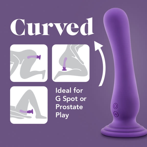 Impressions By Blush® | Ibiza Curved G-Spot Plum 7.75-Inch Long Rechargeable Vibrating Dildo With Suction Cup Base、mySite、bottomscart