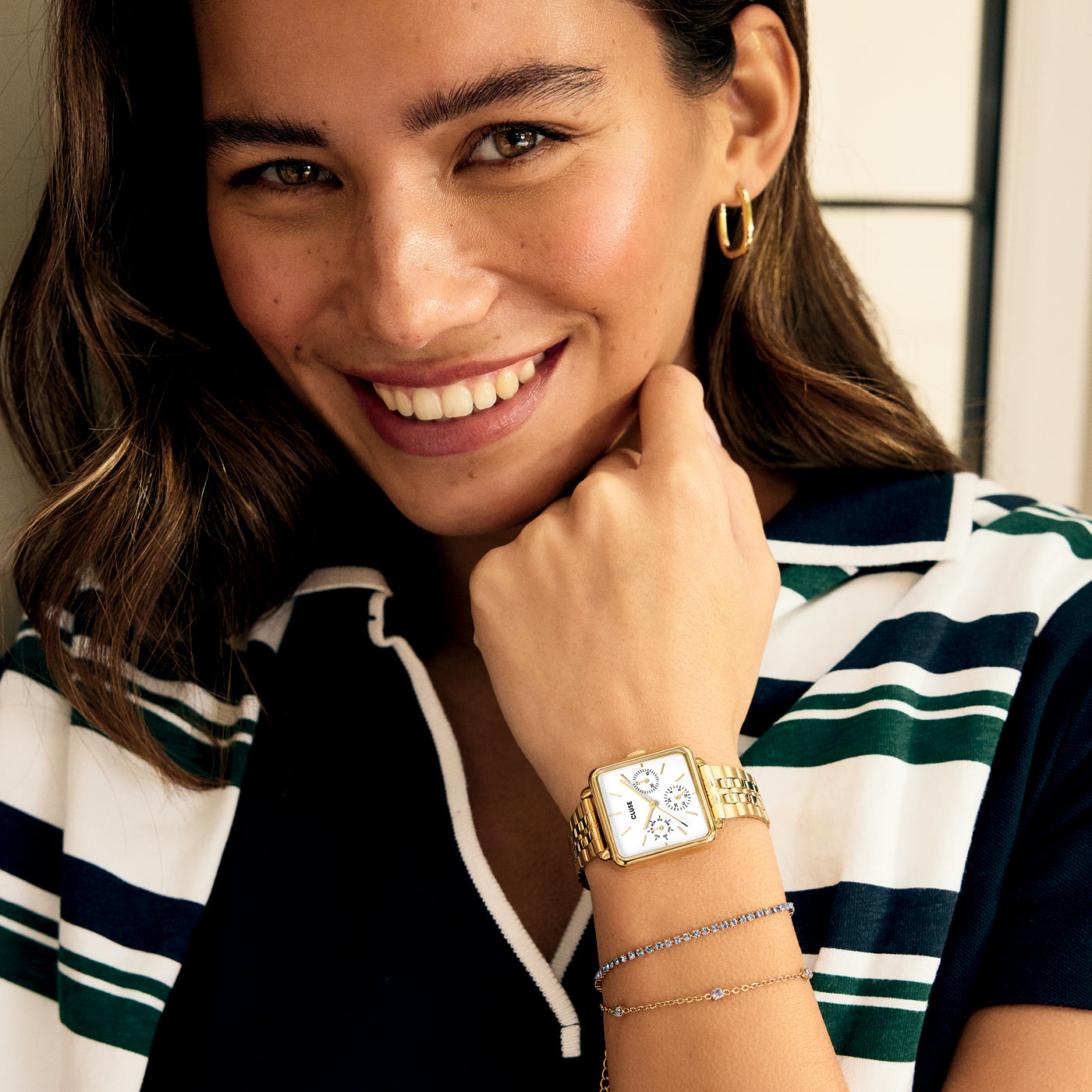 La Tétragone Multifunction Watch Steel, White, Gold Colour、mySite、botmansion