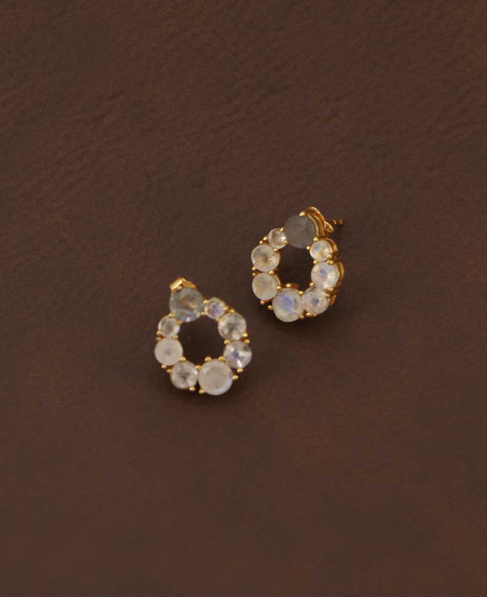 Gold Plated Moonstone Stud Earrings with Labradorite、mySite、topwebapps