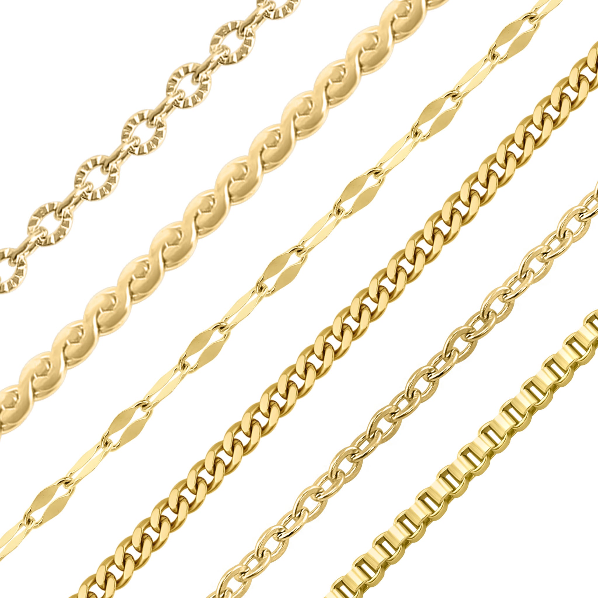 Dainty 18K Gold PVD Assorted Chain Necklace Set / BND0039、mySite、dreamappss
