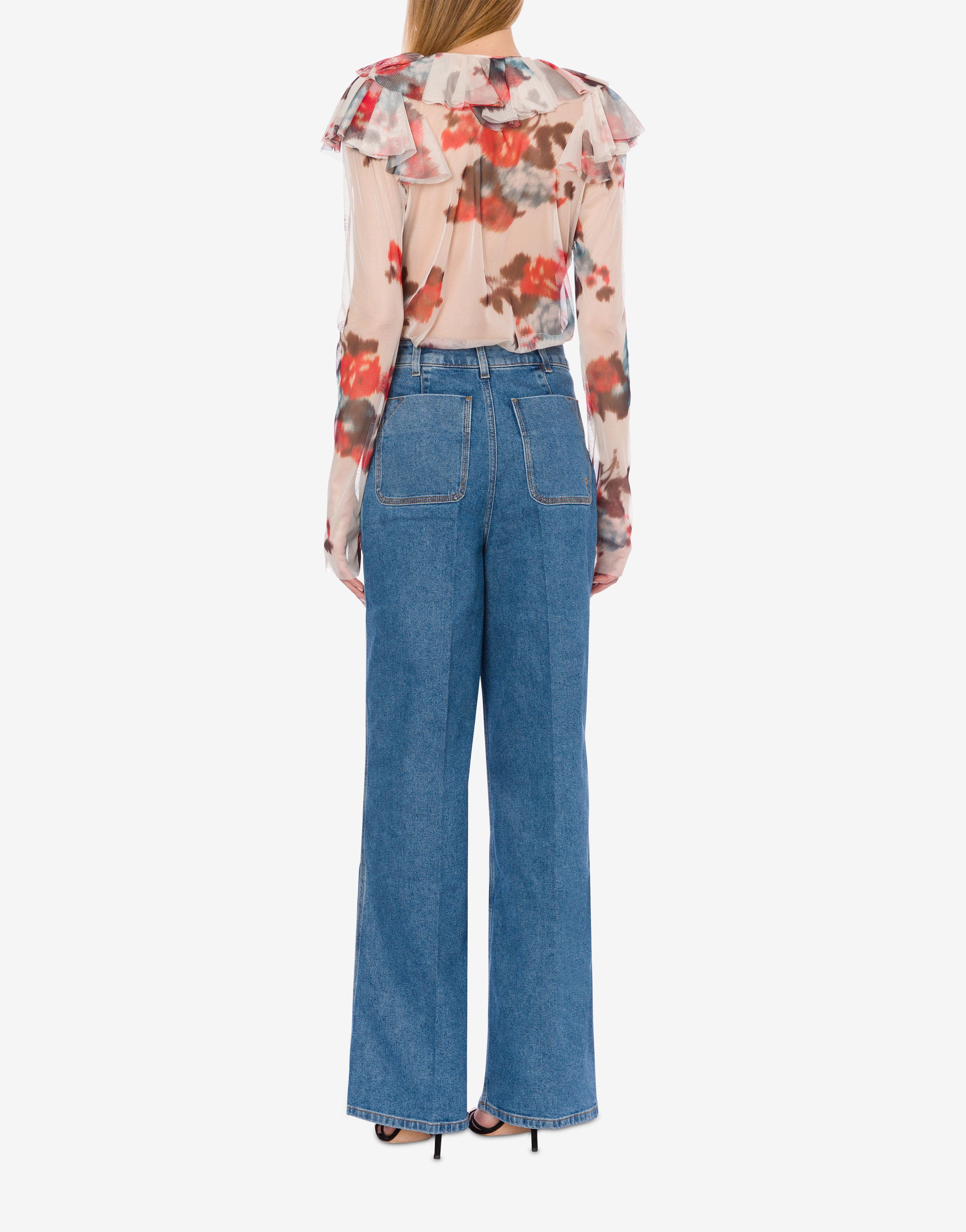 Blusa in tulle con stampa fiori、mySite、aoinhome