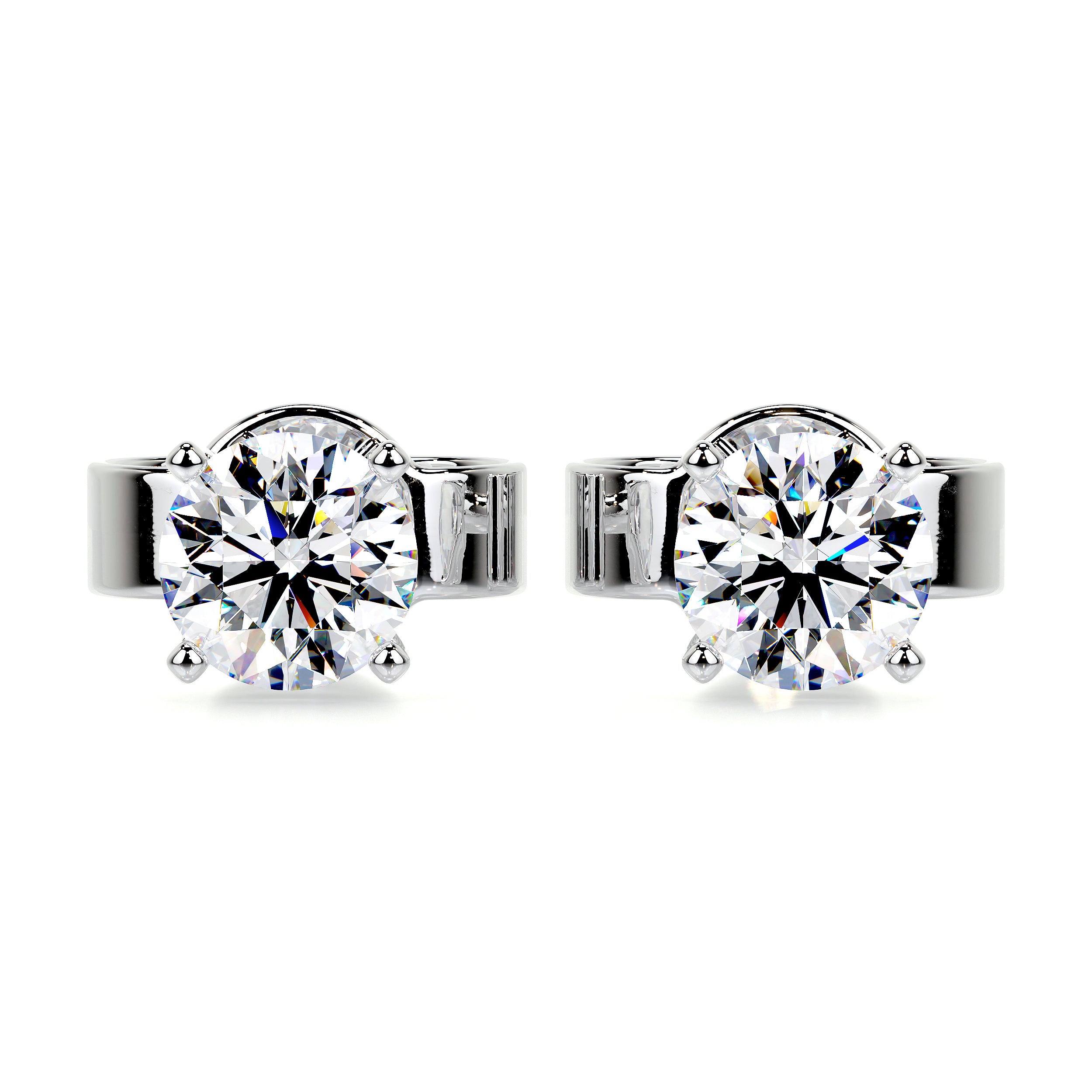 Allen Moissanite Earrings (2 Carat) -18K White Gold、mySite、hinf8tx79