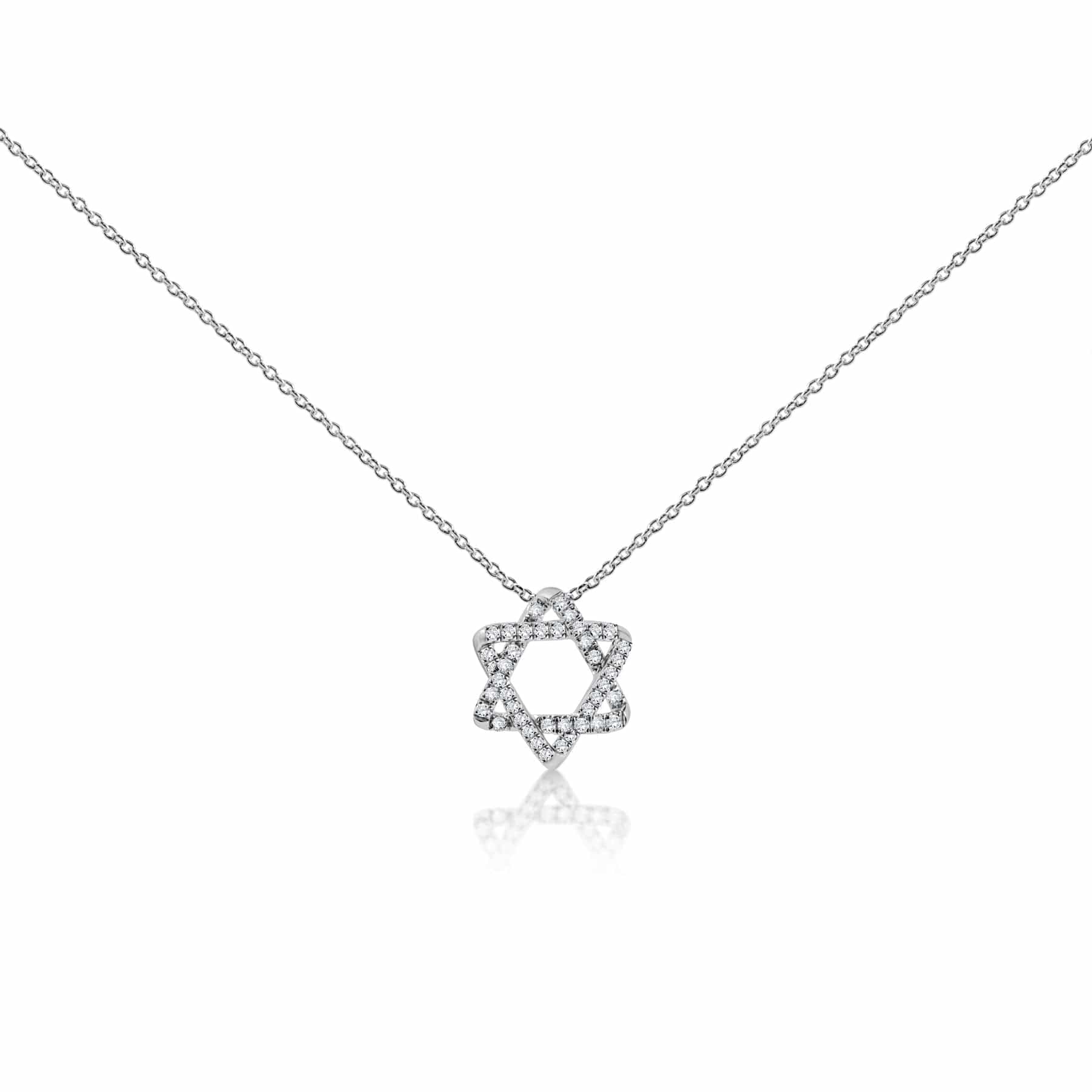 Diamond Curvy Star of David Necklace - 14k White Gold, 16、mySite、topwebapps