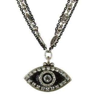 Michal Golan Crystal, Silver and Black Evil Eye Pendant Necklace、mySite、topwebapps