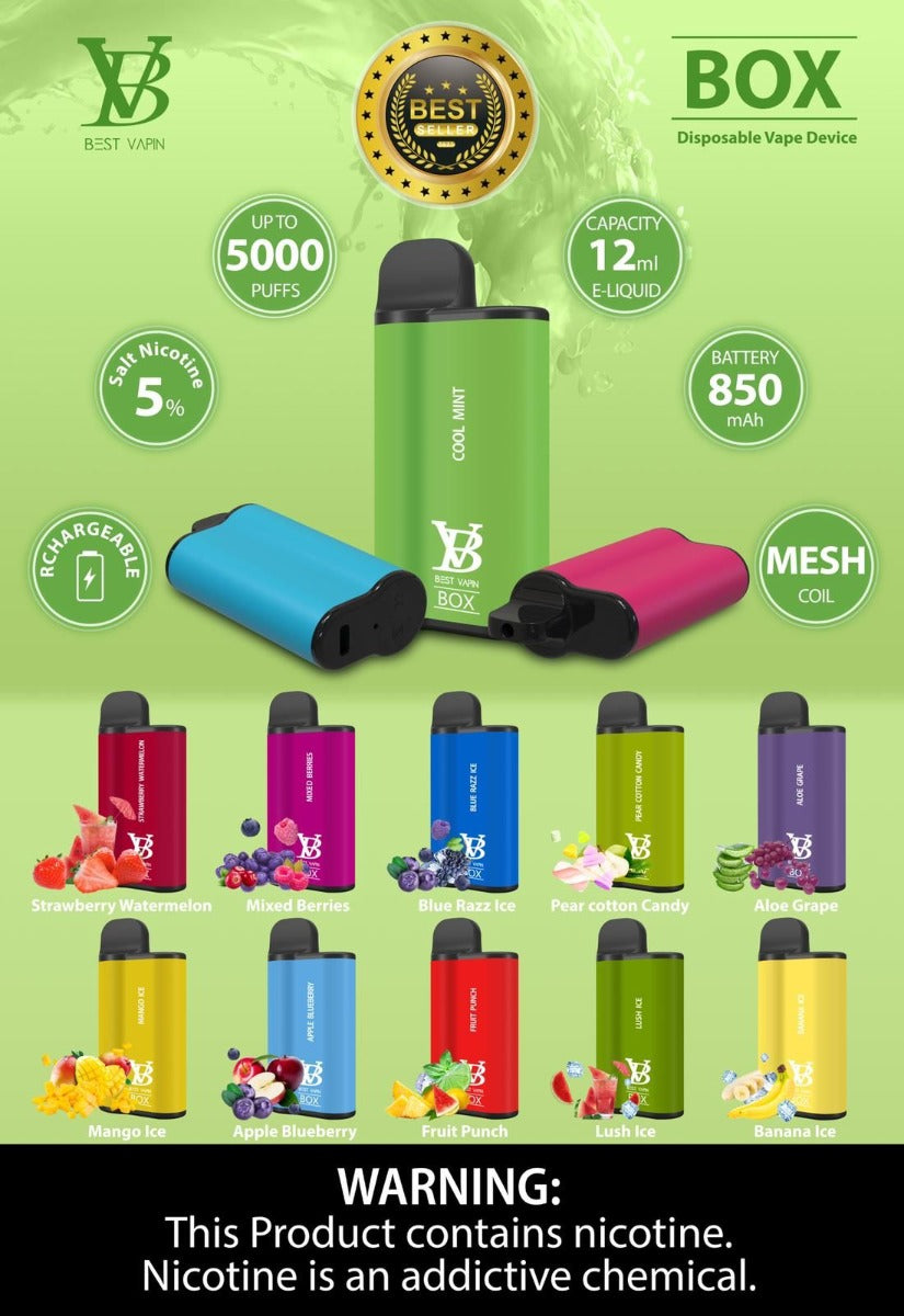 Best Vapin Box 5000 Puffs 5 Pk Disposable Vape、mySite、zt4zffjzw