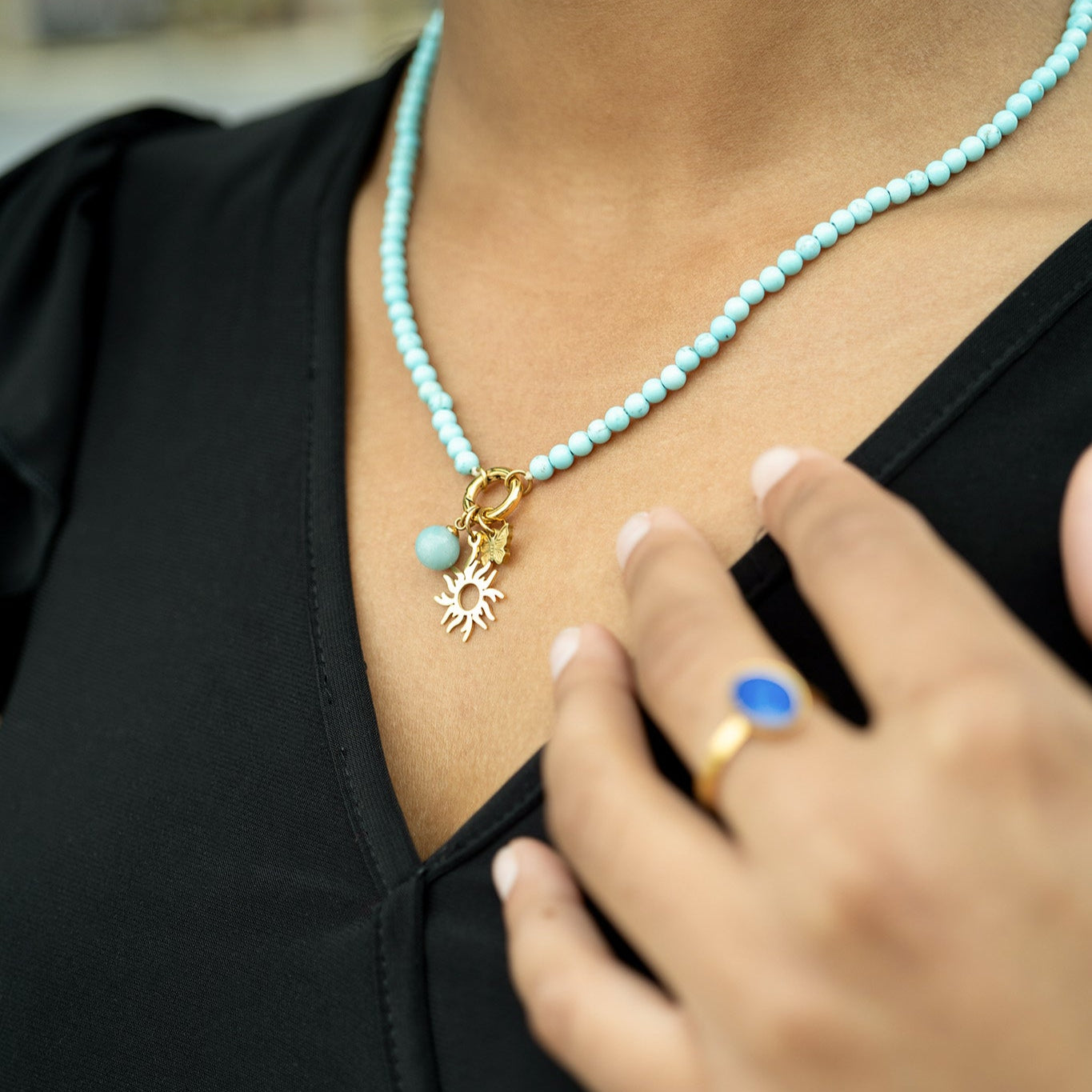 Semi Precious Natural Stone Charm Keeper Necklace / SBB0305、mySite、dreamappss