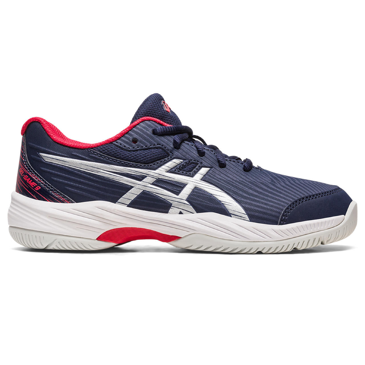 Asics Gel Game 9 GS Junior Tennis Shoe (Navy/Silver)