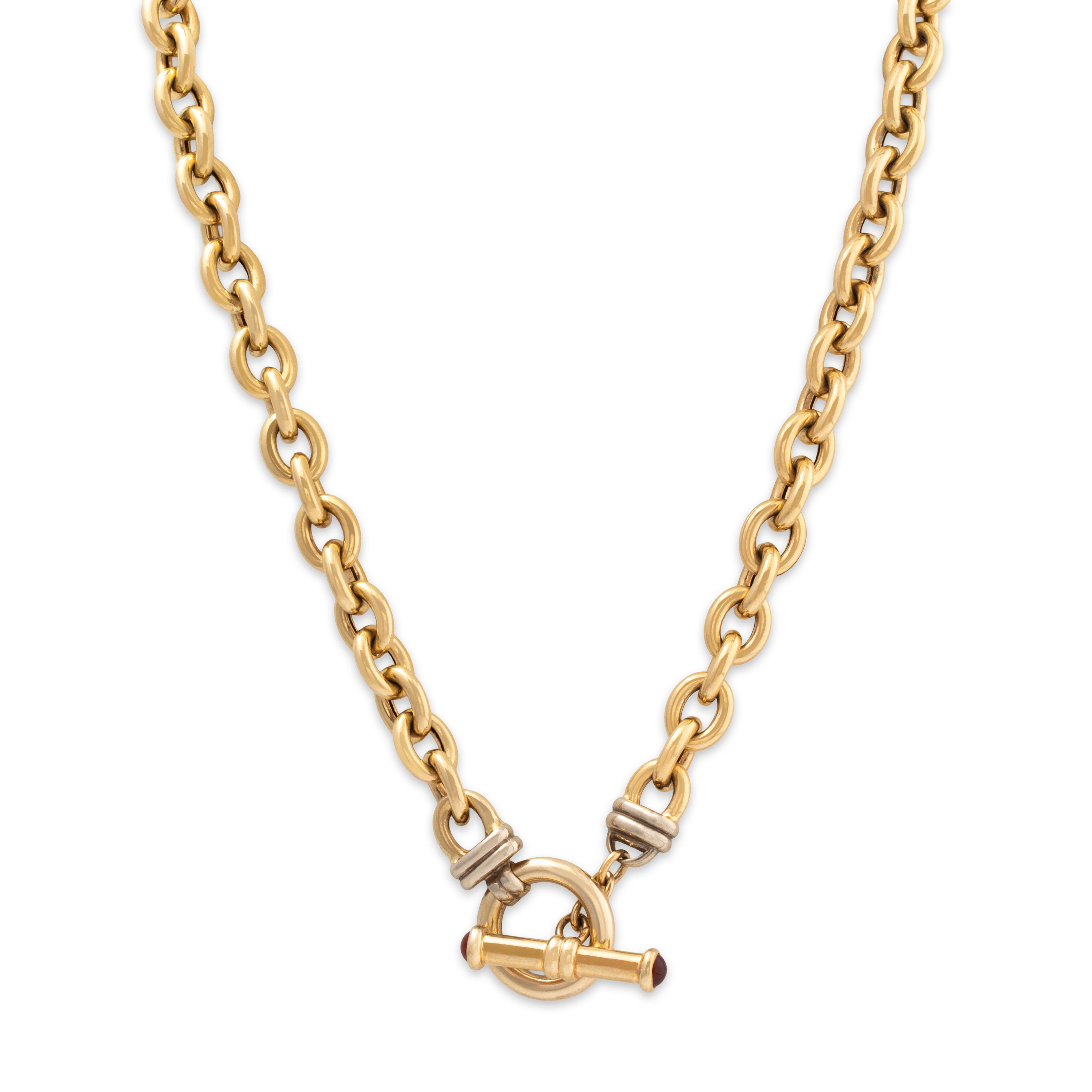 Vintage 14k Yellow Gold Carnelian Toggle Chain / Necklace 17、mySite、hinf8tx79