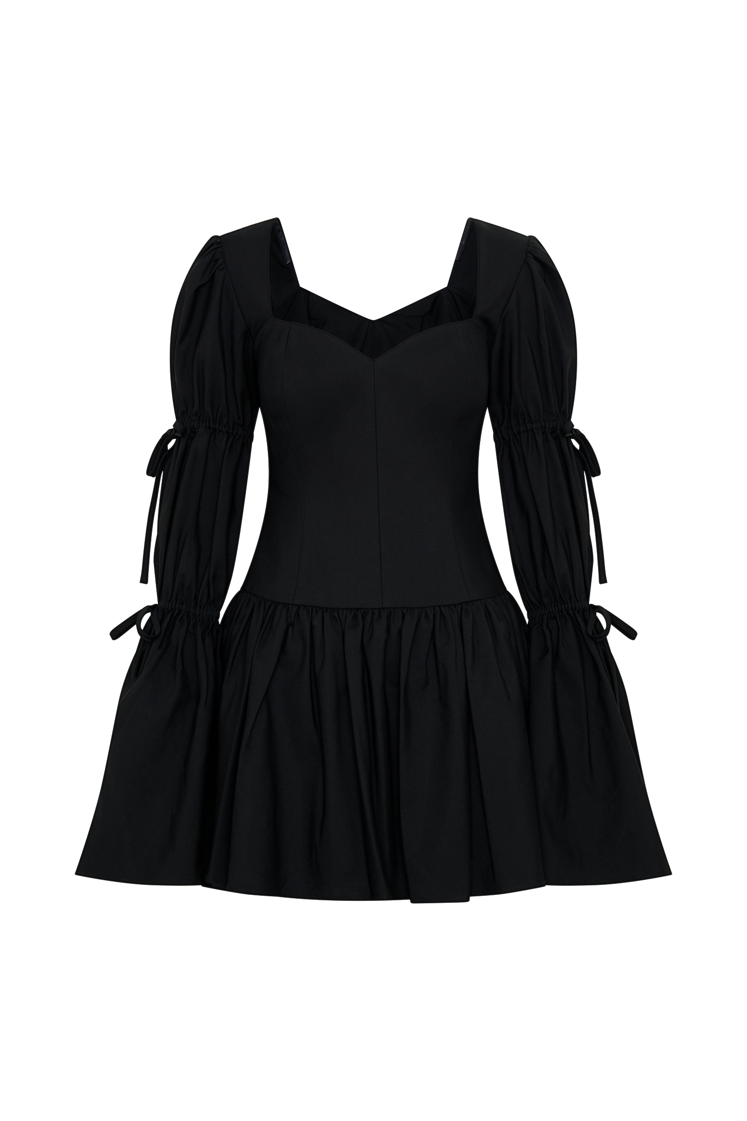 Raine Long Sleeve Cotton Mini Dress - Black、mySite、solidvoid