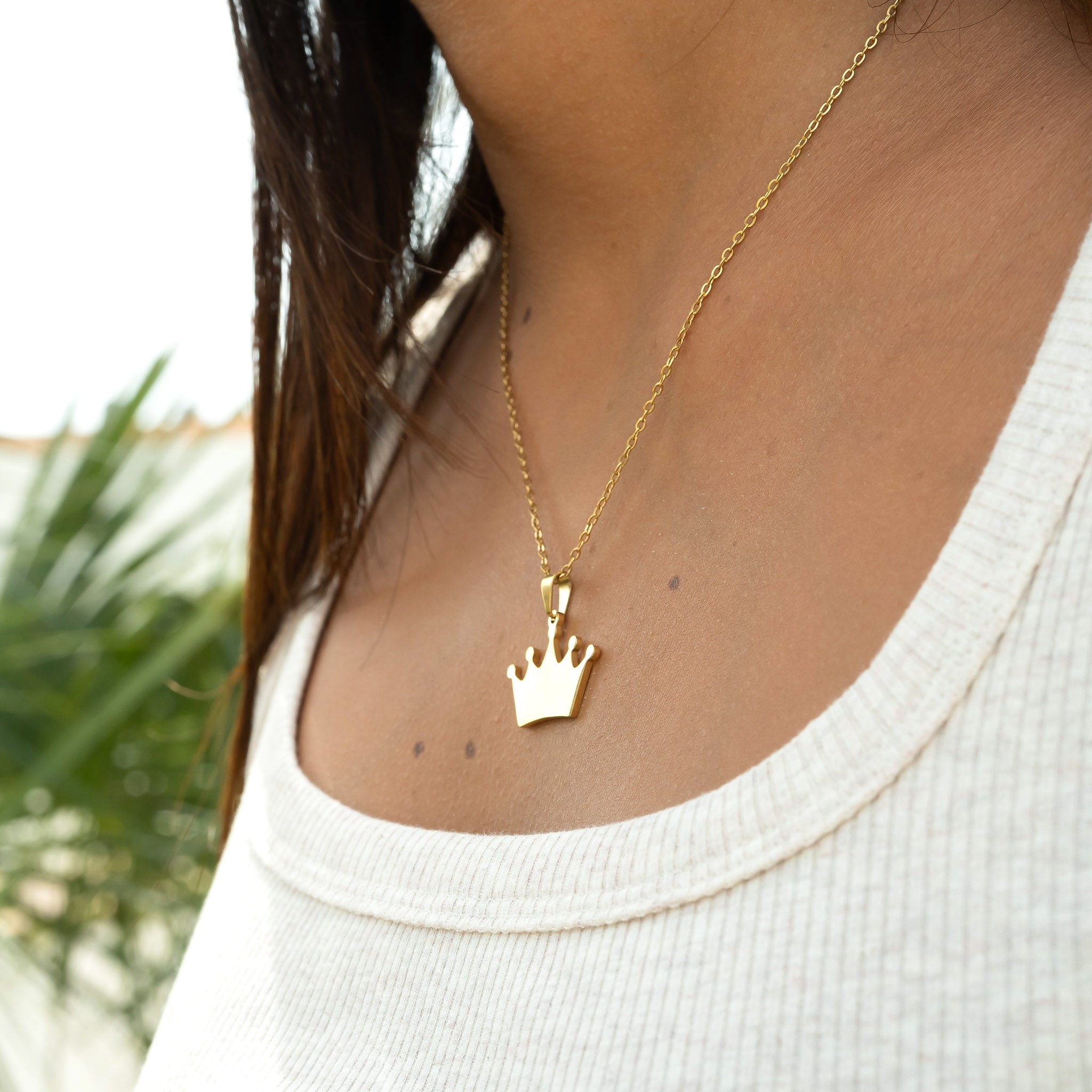 18K Gold PVD Stainless Steel Blank Crown Necklace / SBB0262、mySite、dreamappss