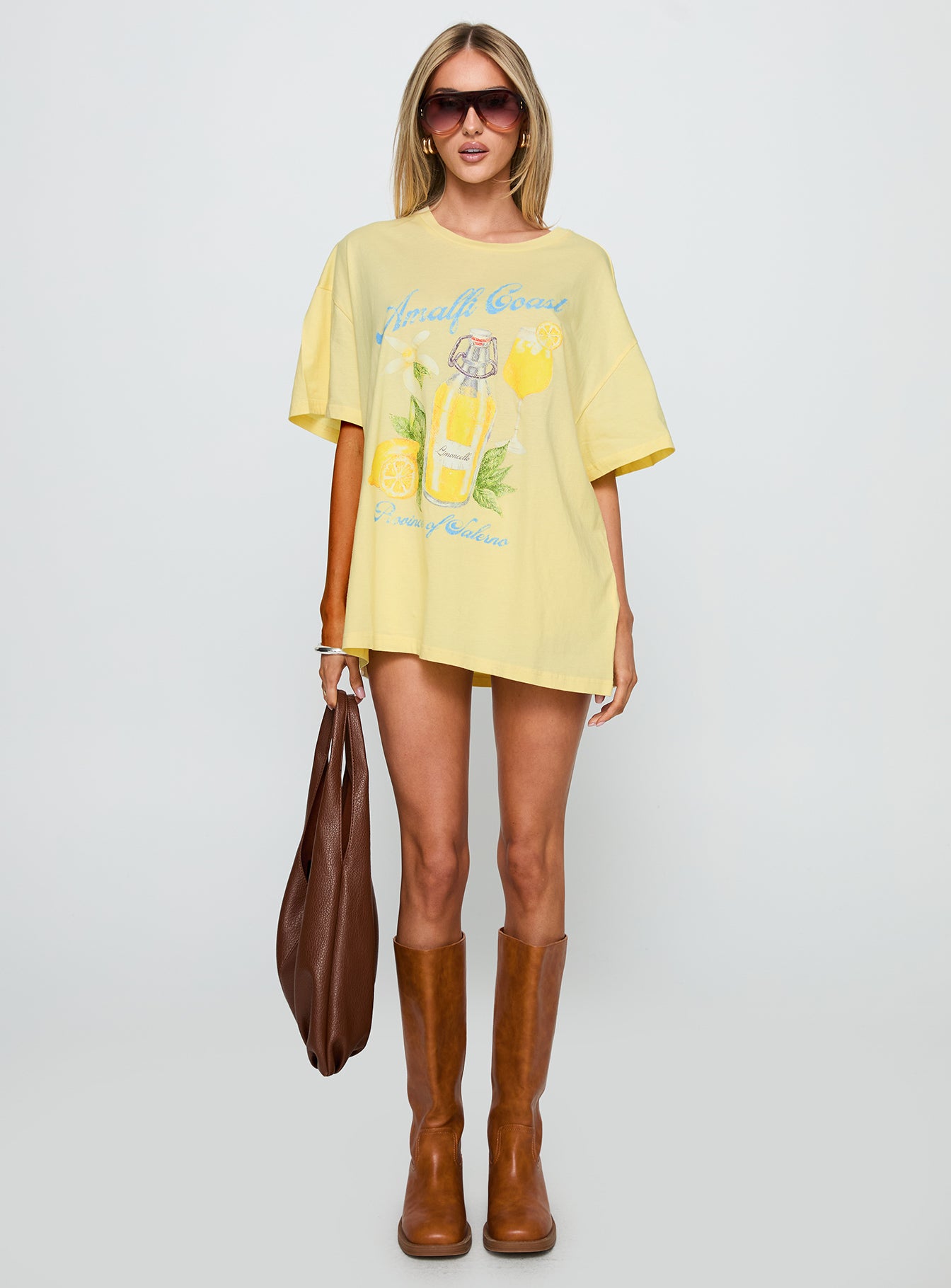 Amalfi Coast Oversized Graphic Tee Pastel Yellow、mySite、solidvoid