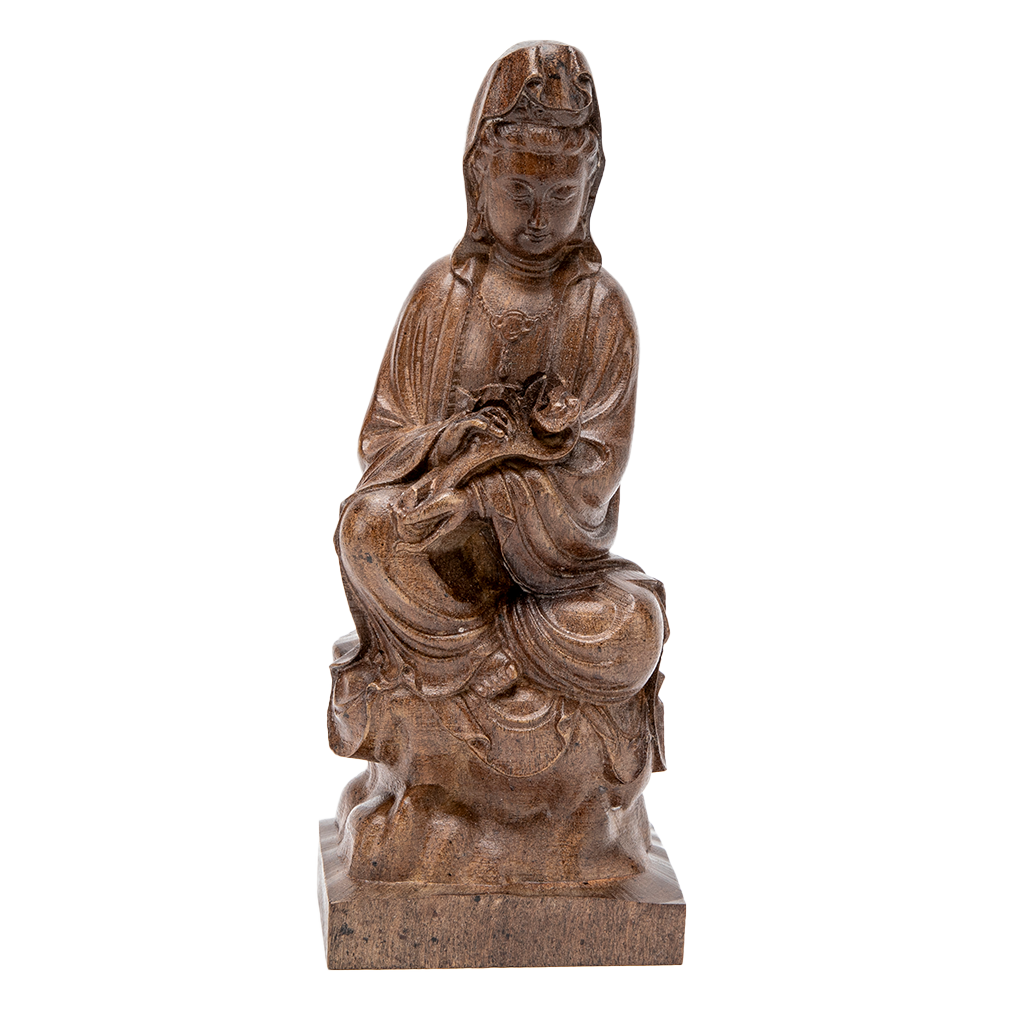Wooden Kuan Yin with Scepter Statue - 9、mySite、topwebapps
