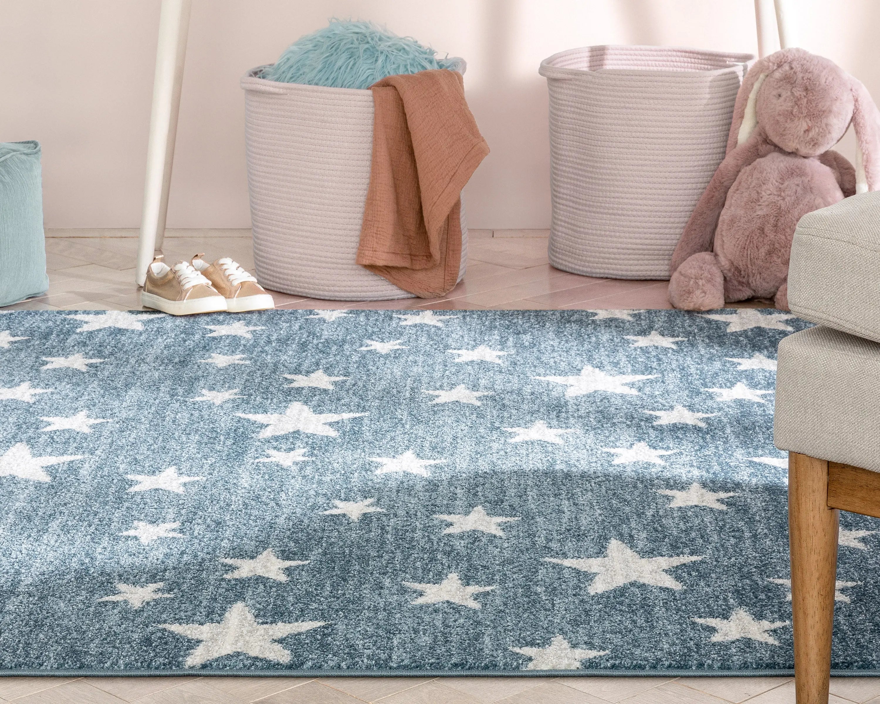 Stars Modern Geometric Blue Kids Rug、mySite、gigharbornorthrealestate