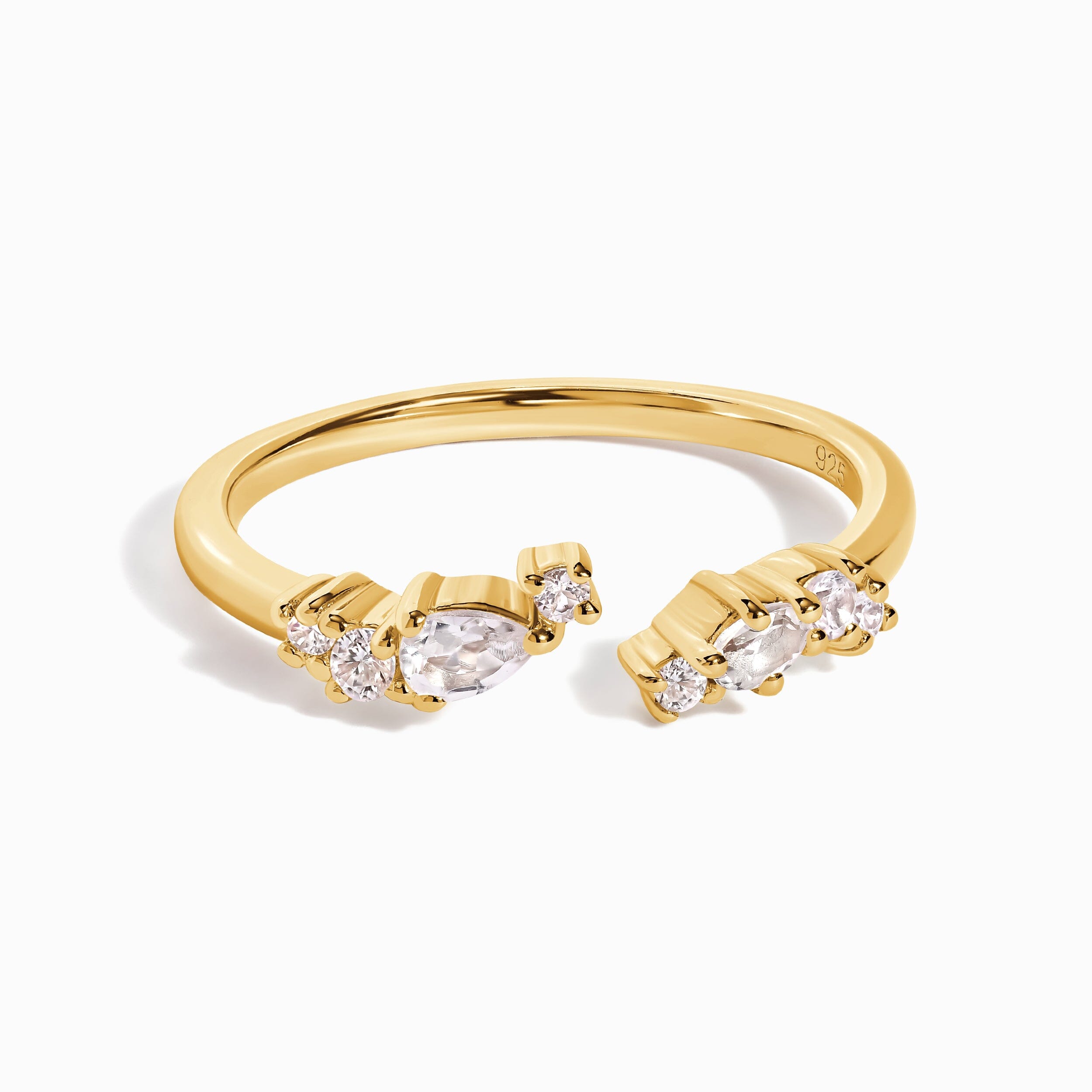 Adjustable White Topaz Ring Flourish - April Birthstone、mySite、hinf8tx79