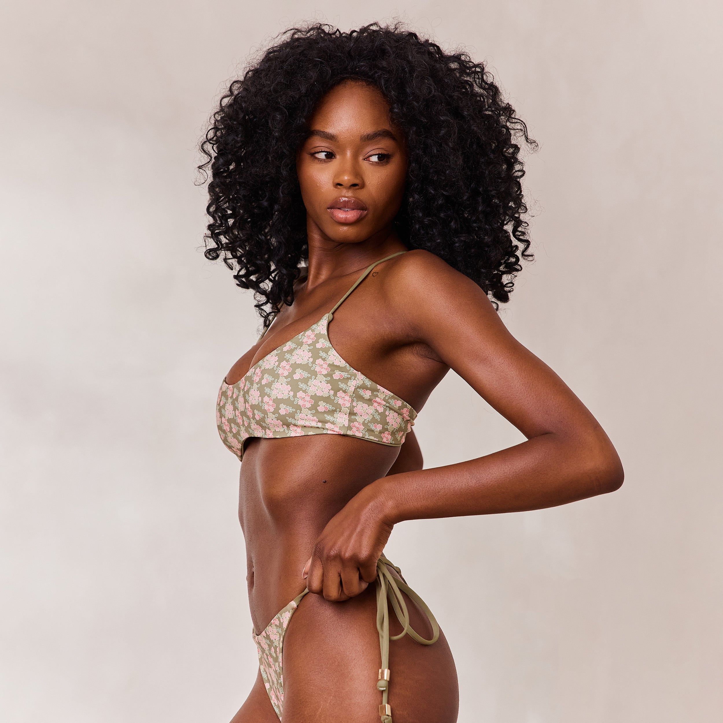 Reversible Bralette Bikini Top - Green/Floral、mySite、bengalsvssteelers