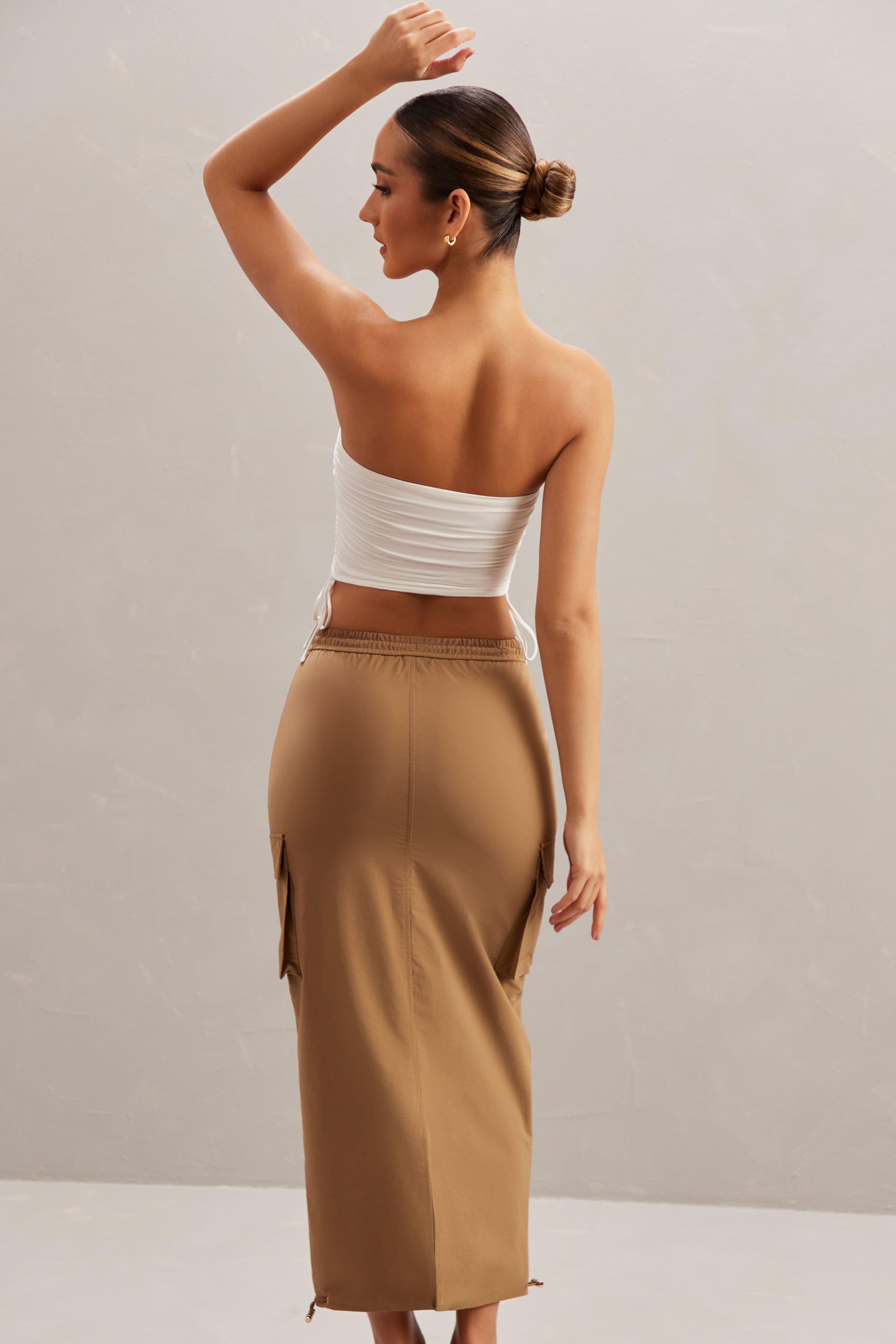 Cargo Maxi Skirt in Tan、mySite、solidvoid