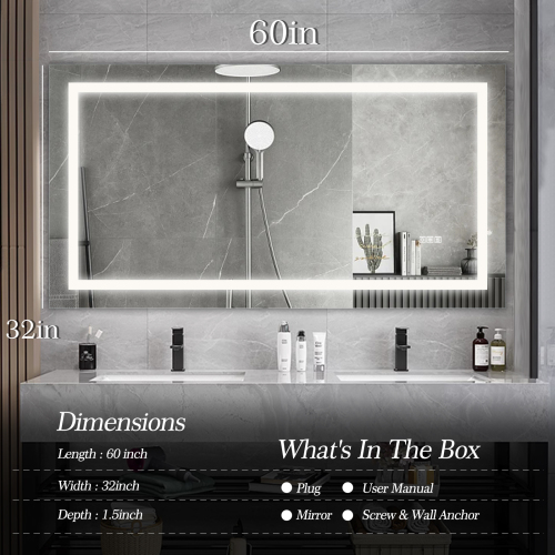 LED Crystal Mirror Light With Dimmable Lights、、eastwooduniform