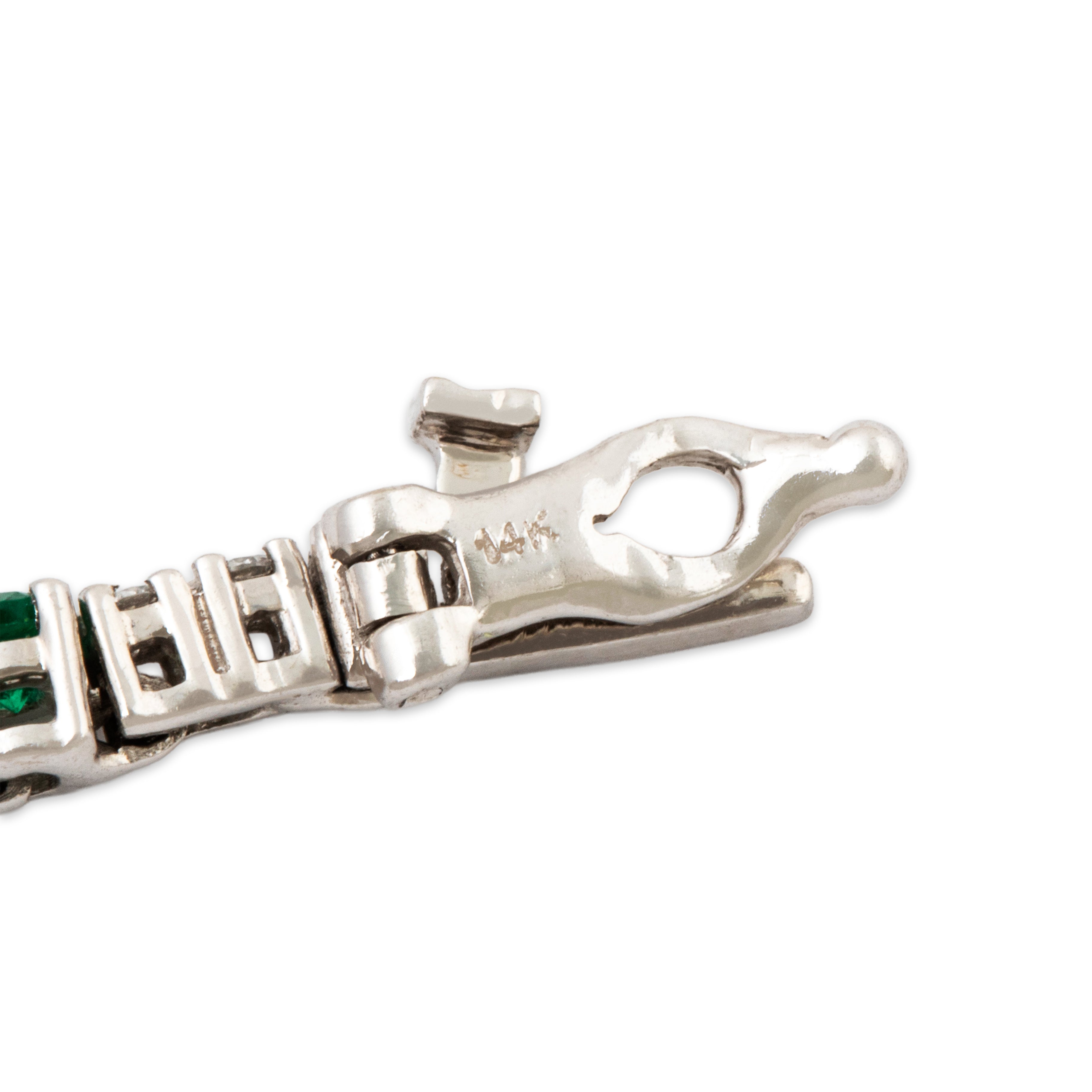 Vintage 14k White Gold .936cttw Diamond Emerald Delicate Line Bracelet 7、mySite、hinf8tx79