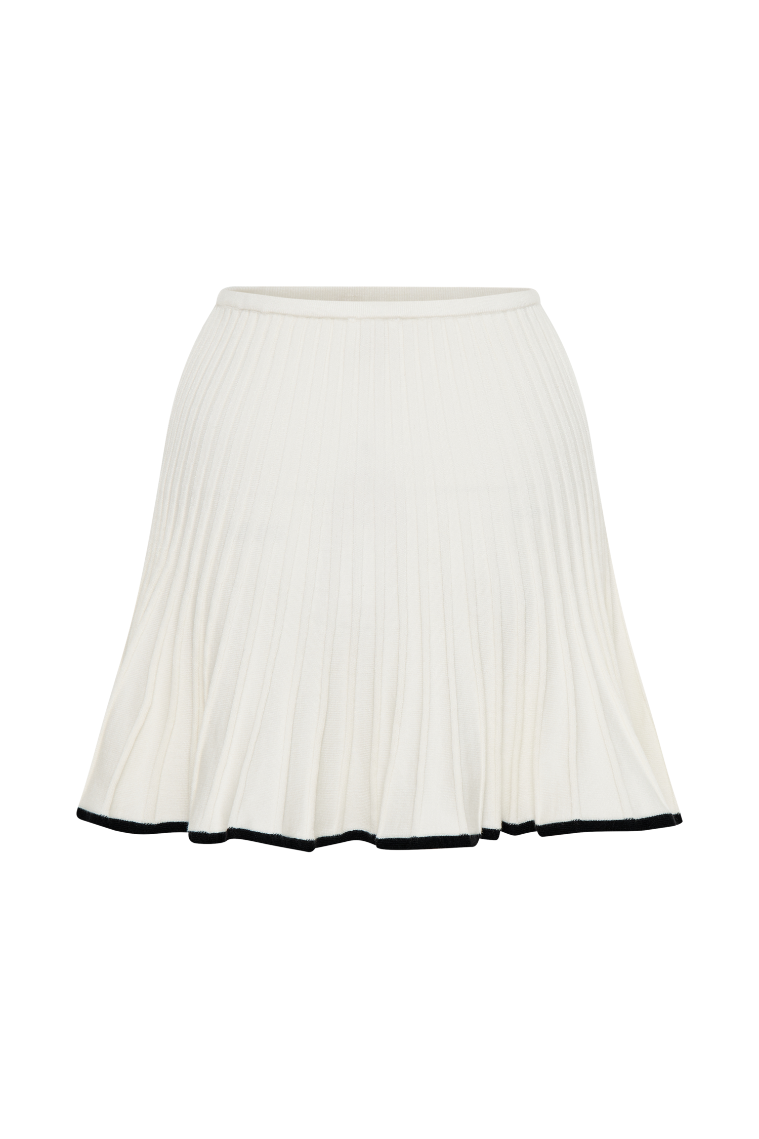 Jolene Contrast Pleated Knit Mini Skirt - White、mySite、solidvoid