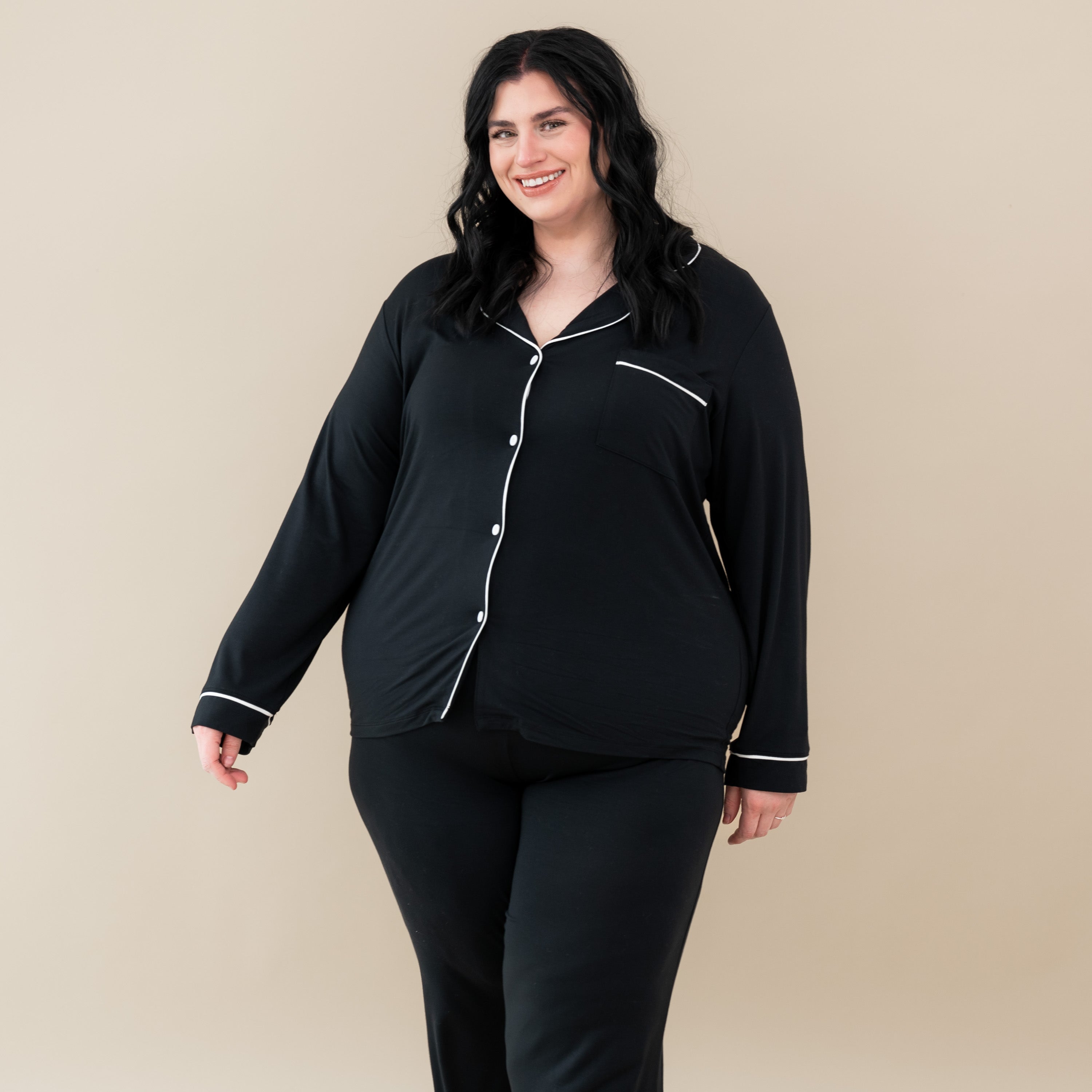  Women's Long Sleeve Pajama Set in Midnight with Cloud Trim、mySite、layawaytickets