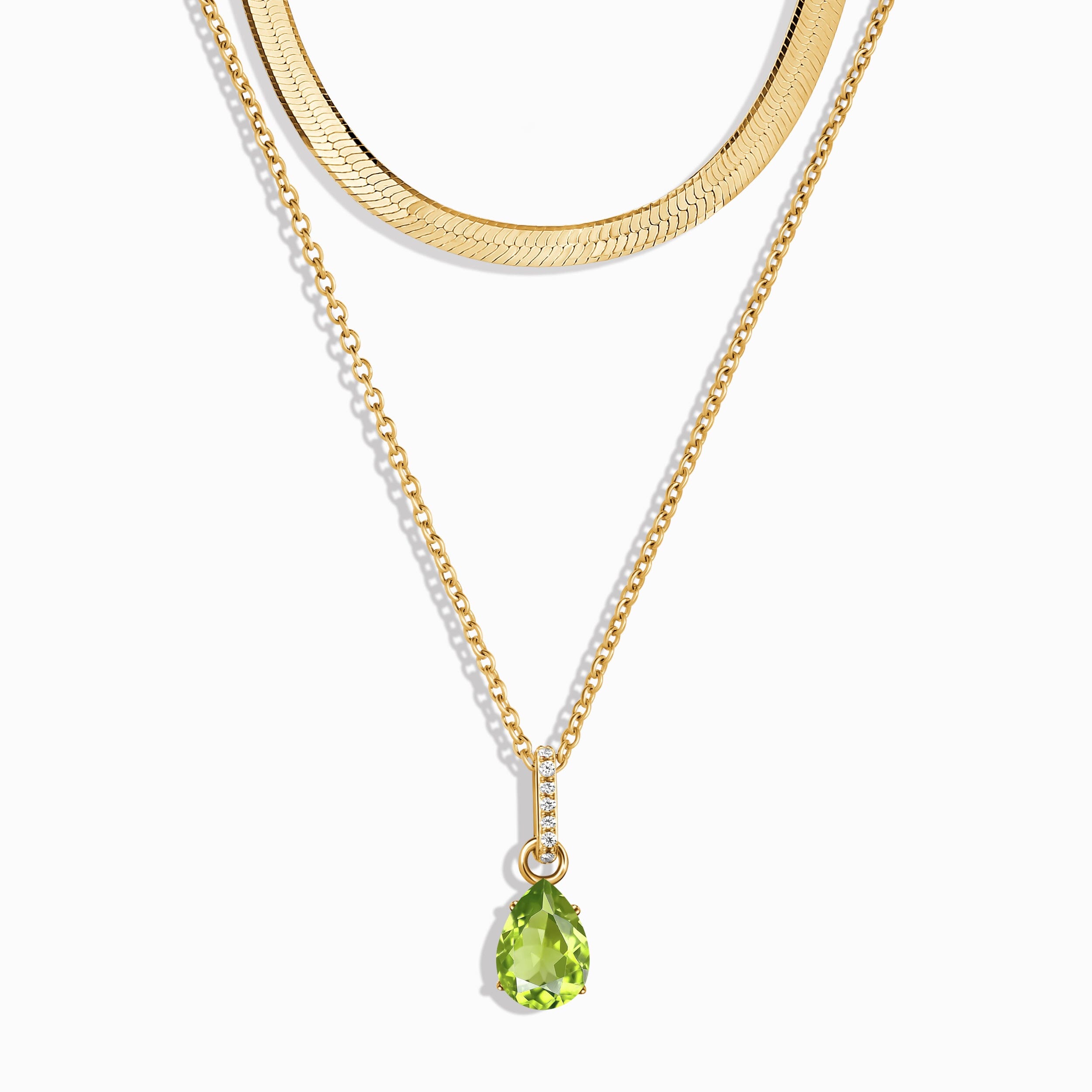 Peridot Birthstone Sway Necklace & Herringbone Chain、mySite、hinf8tx79
