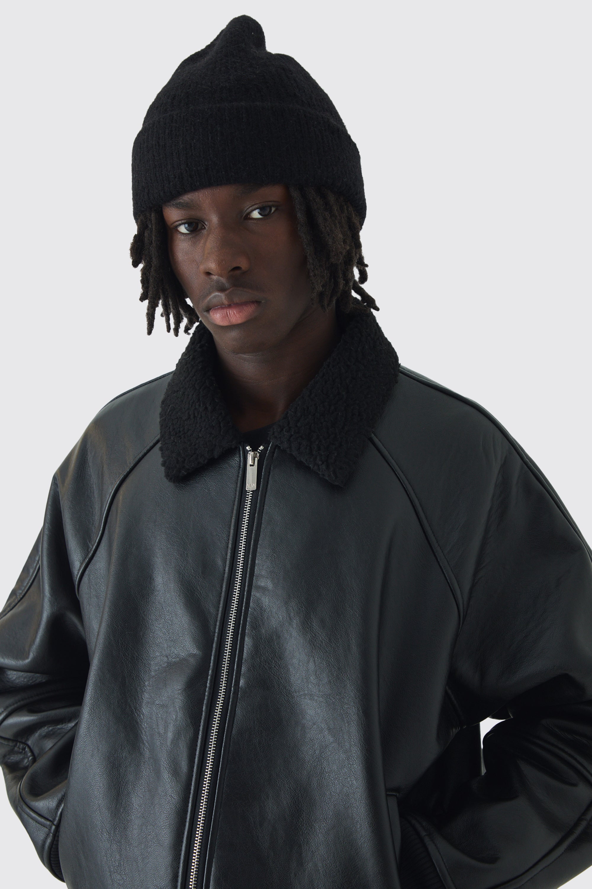  Boohooman Oversized Boxy Official Pu Flight Bomber Jacket Black、mySite、justintrudeaud