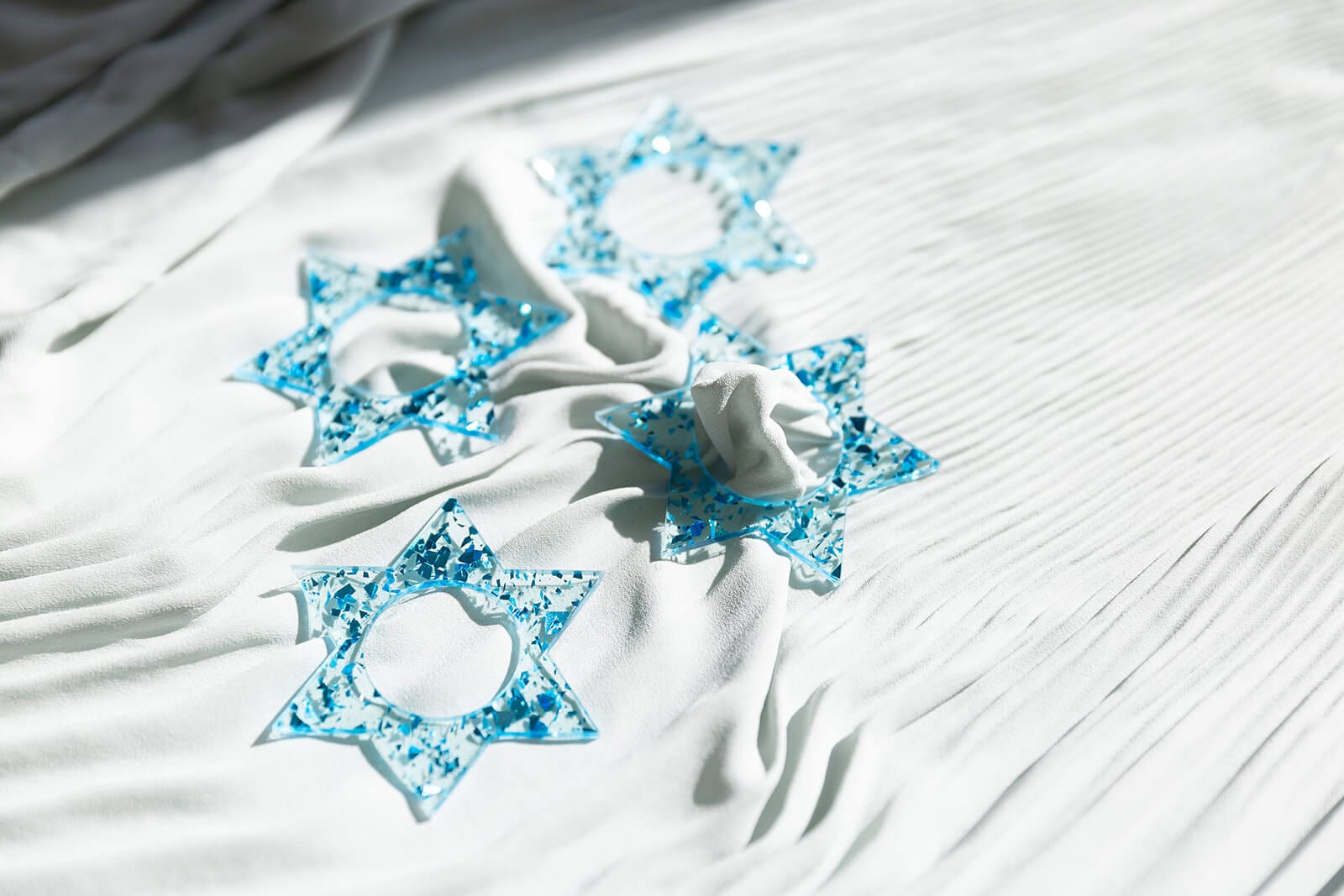Magen David Napkin Rings - Blue Fleck - Set of 4、mySite、topwebapps