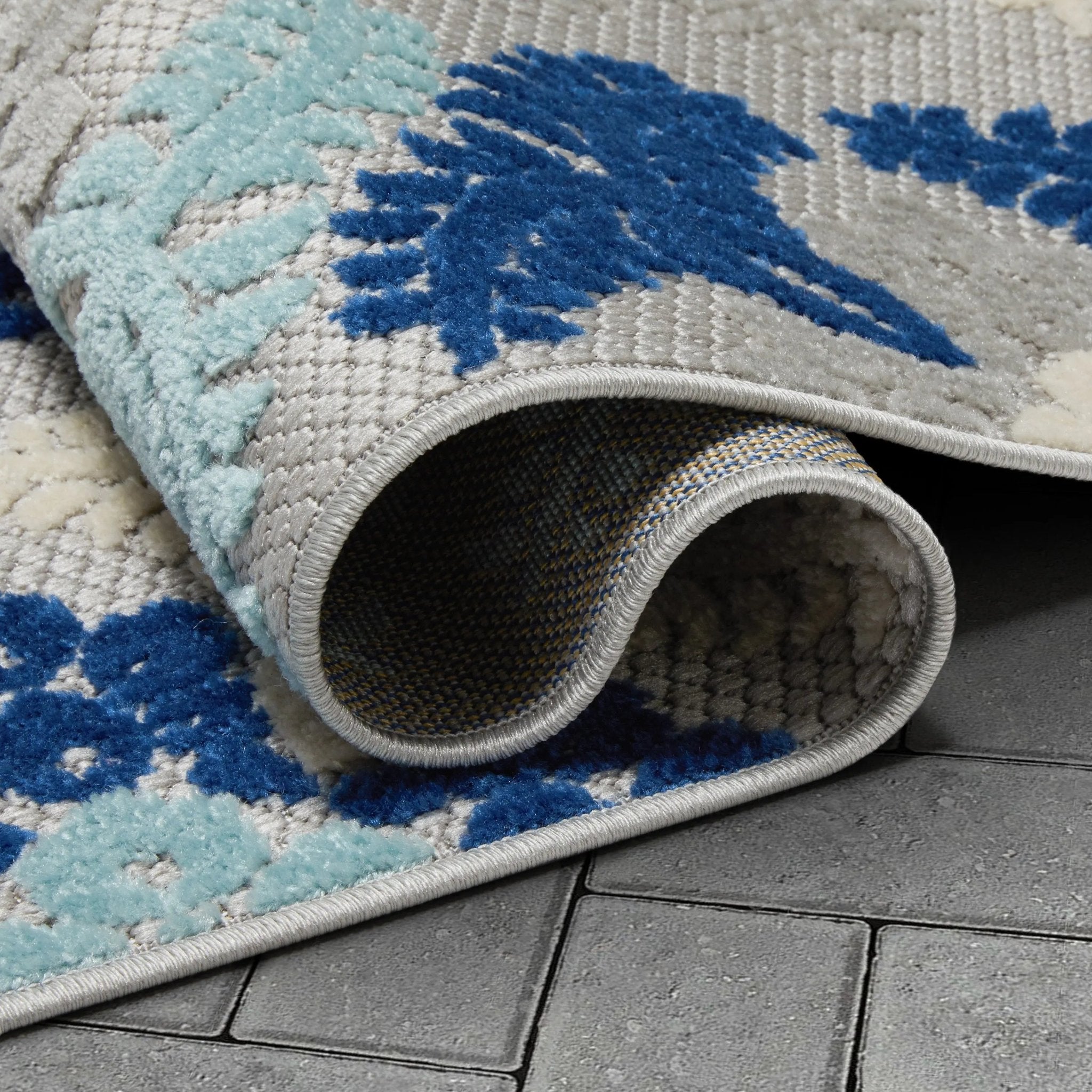 Loewy Modern Geometric Indoor/Outdoor Blue High-Low Rug、mySite、gigharbornorthrealestate