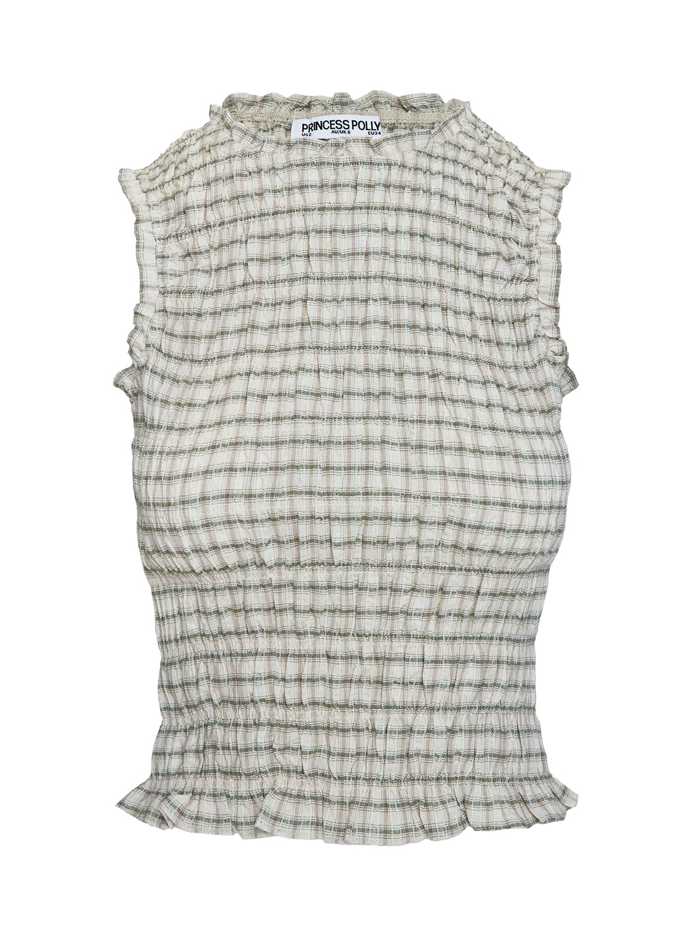Mousie Ruched Top Cream Plaid、mySite、solidvoid