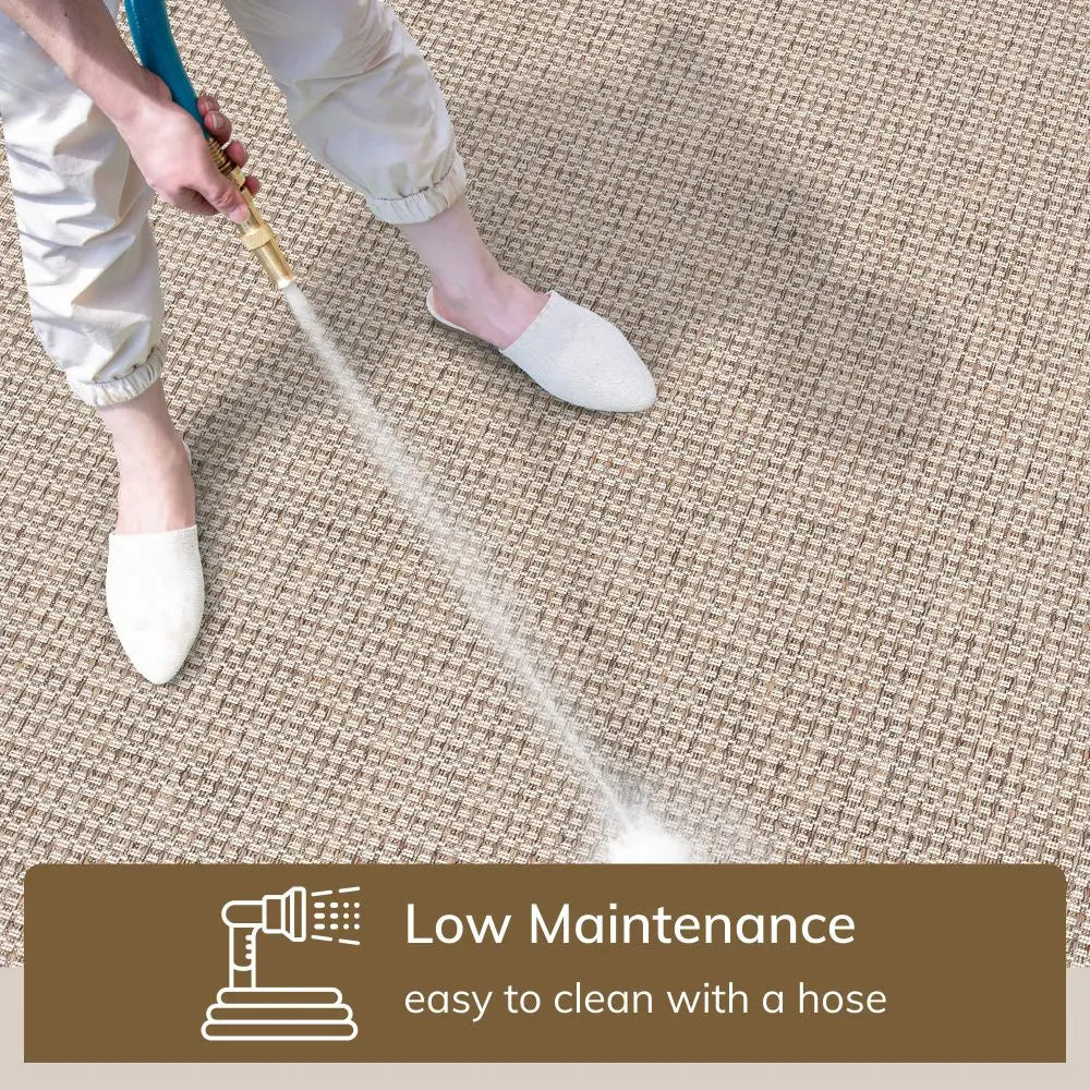 Odin Solid & Striped Border Indoor Outdoor Ivory Flatweave Rug、mySite、gigharbornorthrealestate