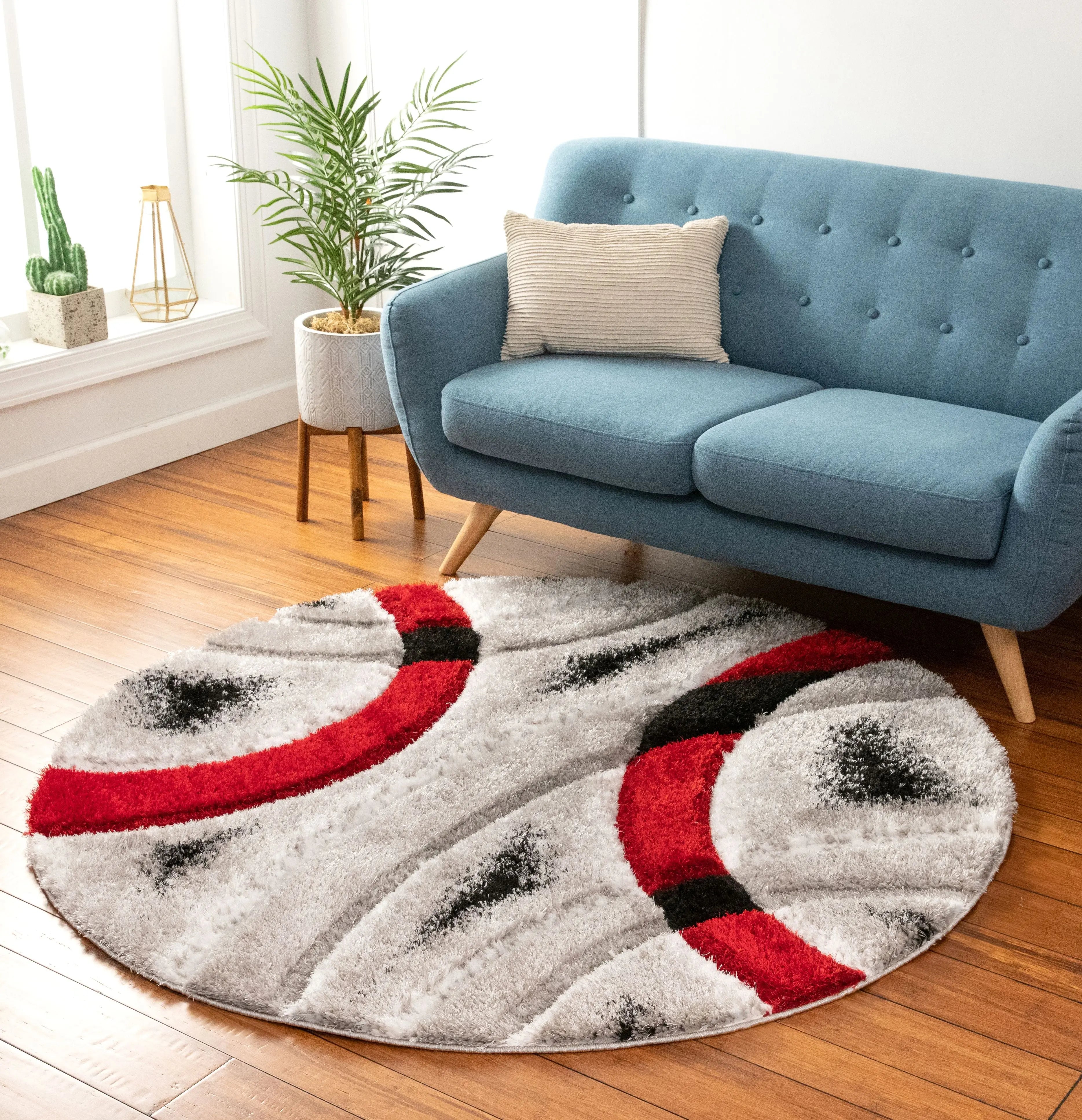 Oahu Red Modern Geometric 3D Textured Shag 5'3 x 7'3 Rug、mySite、gigharbornorthrealestate