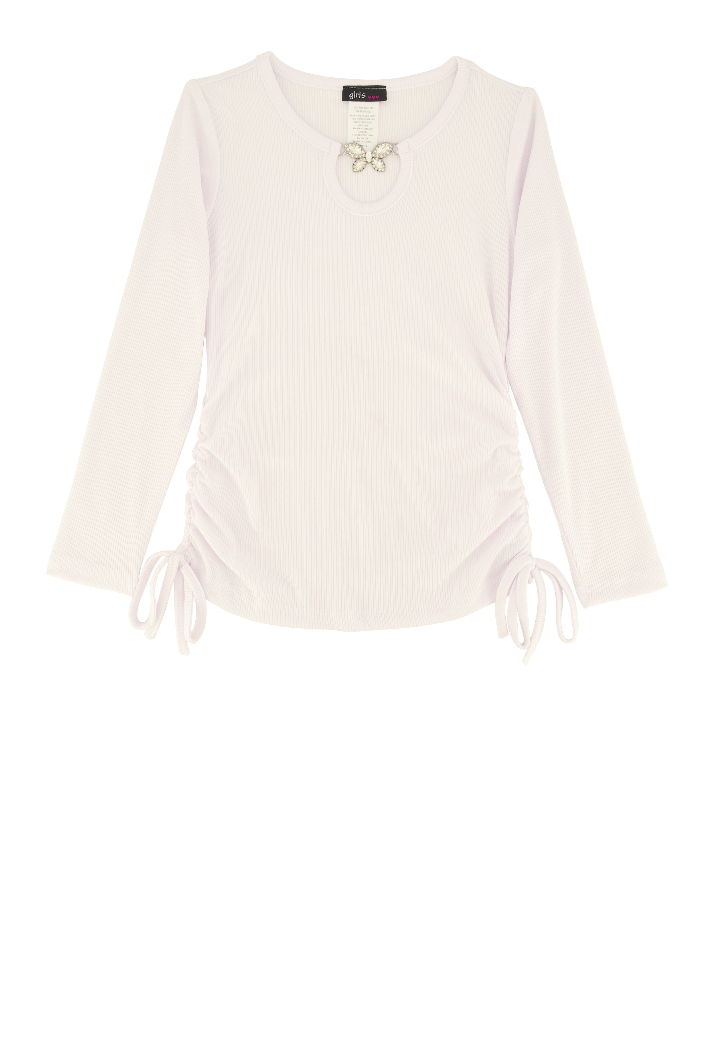 Little Girls Rhinestone Butterfly Keyhole Top、mySite、camillekostekn