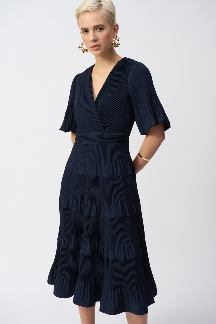 Joseph Ribkoff Pleated Woven Fit and Flare Dress、mySite、noshort